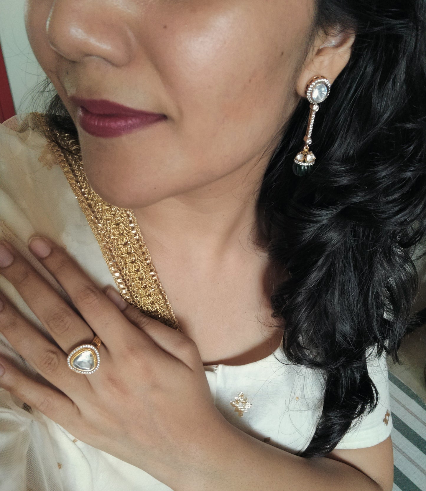 Kaira earrings with kundan and stone
