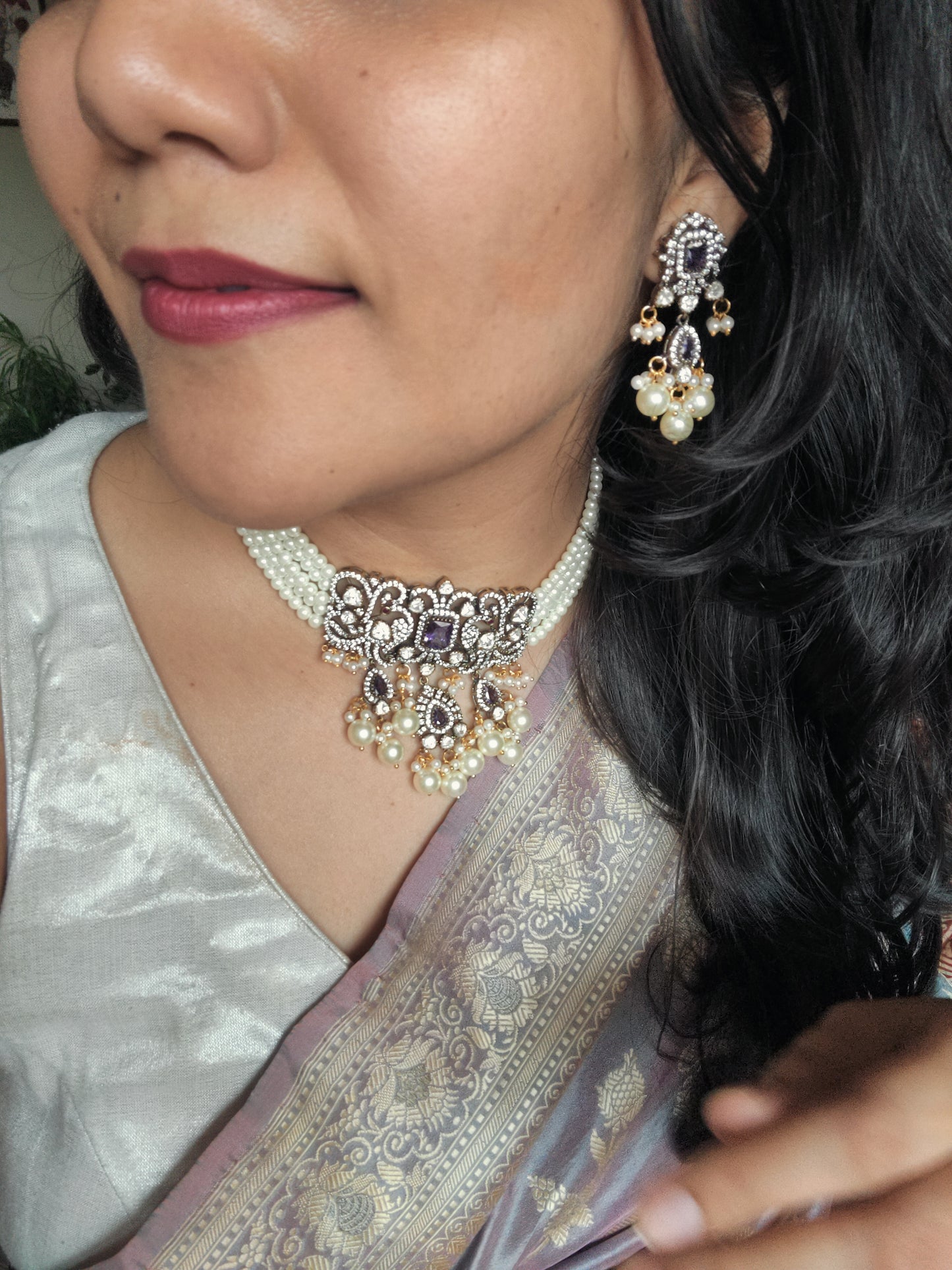 Eshita choker set with kundan and stones