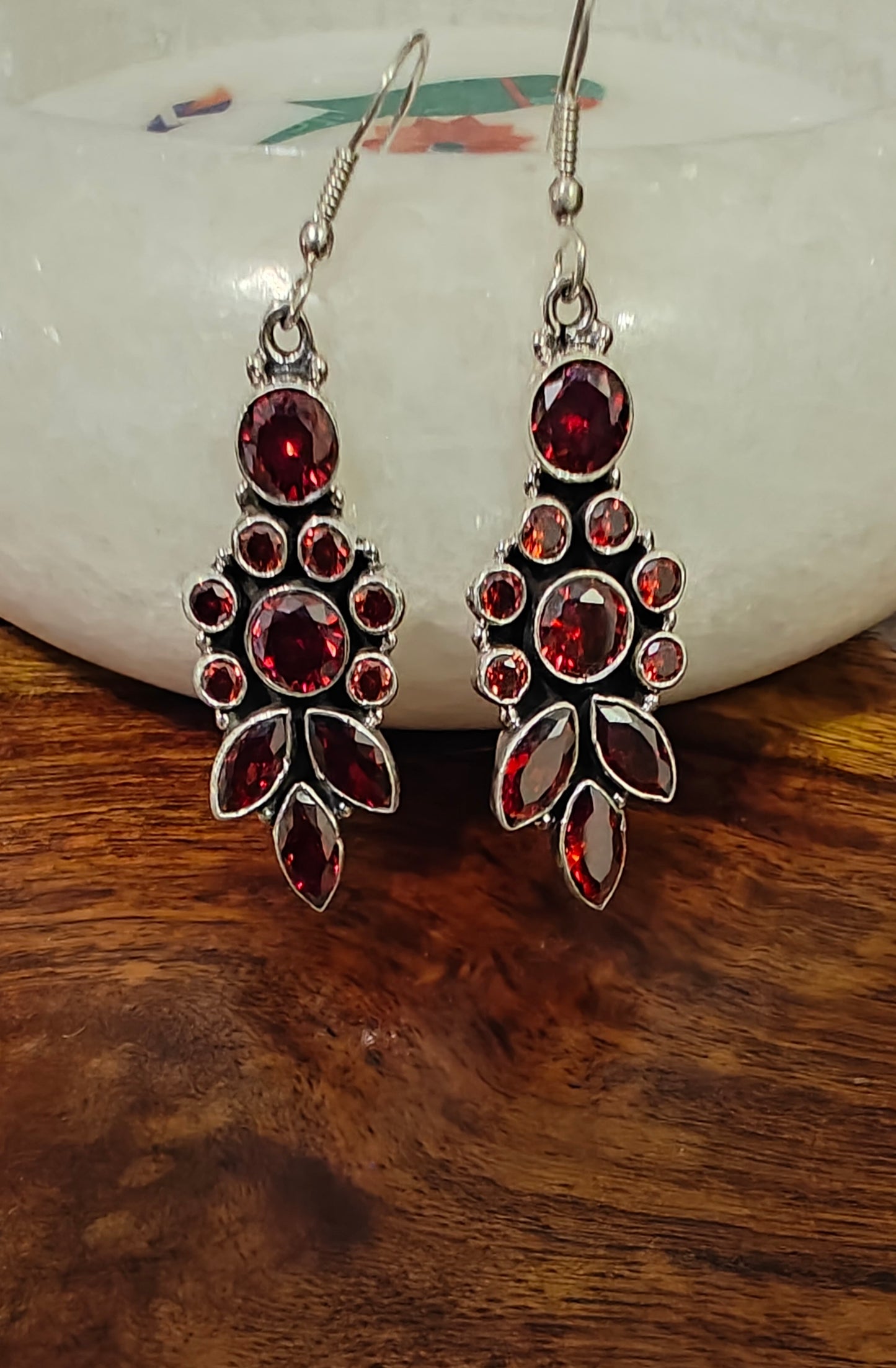 Fitrat silver earrings with stone crustal inlay (many color options)
