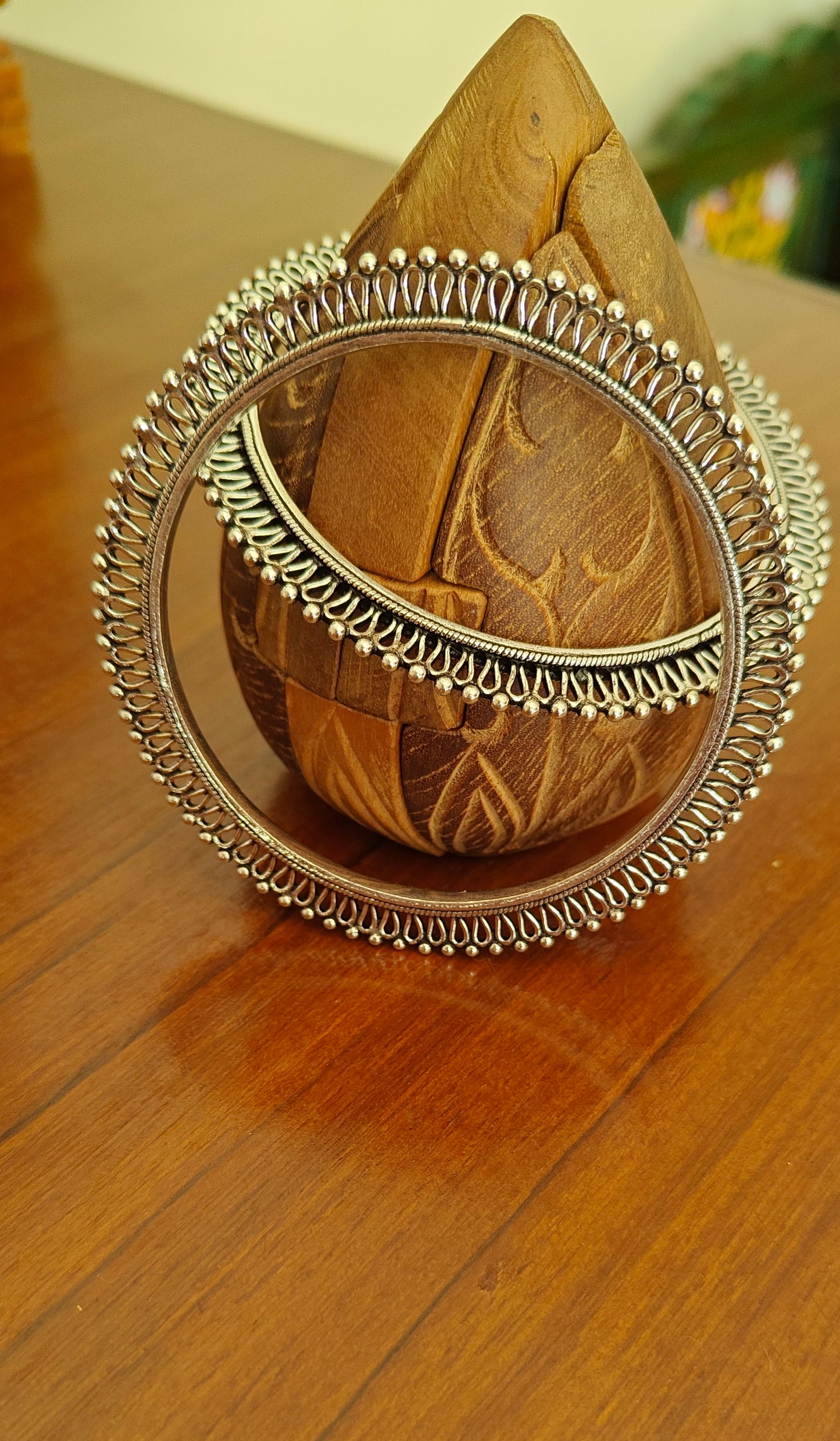 Cauvery silver(92.5) karas(Bangles) with jali work (2 pc)