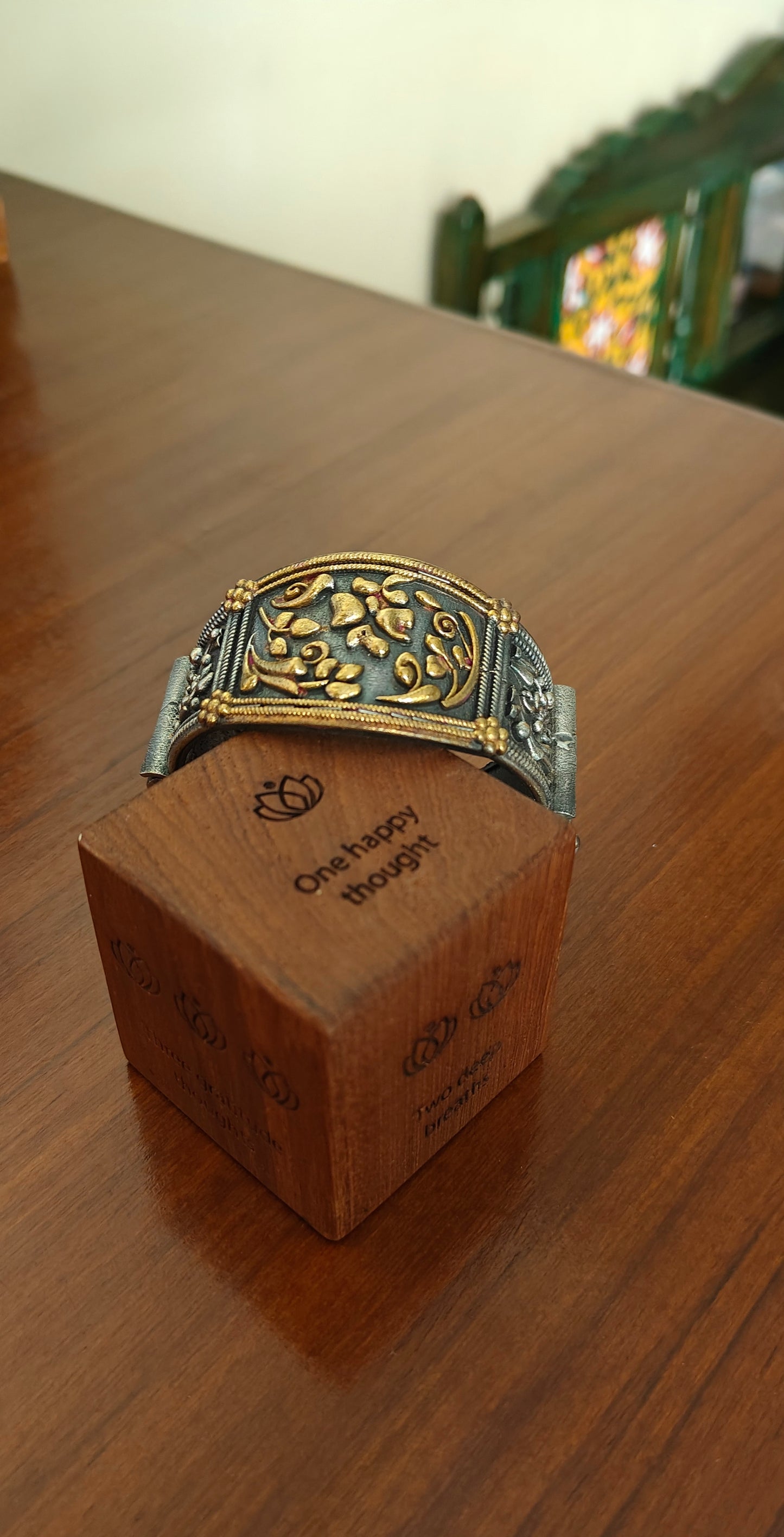 Dual tone Kara(Bangle) with raised engraving