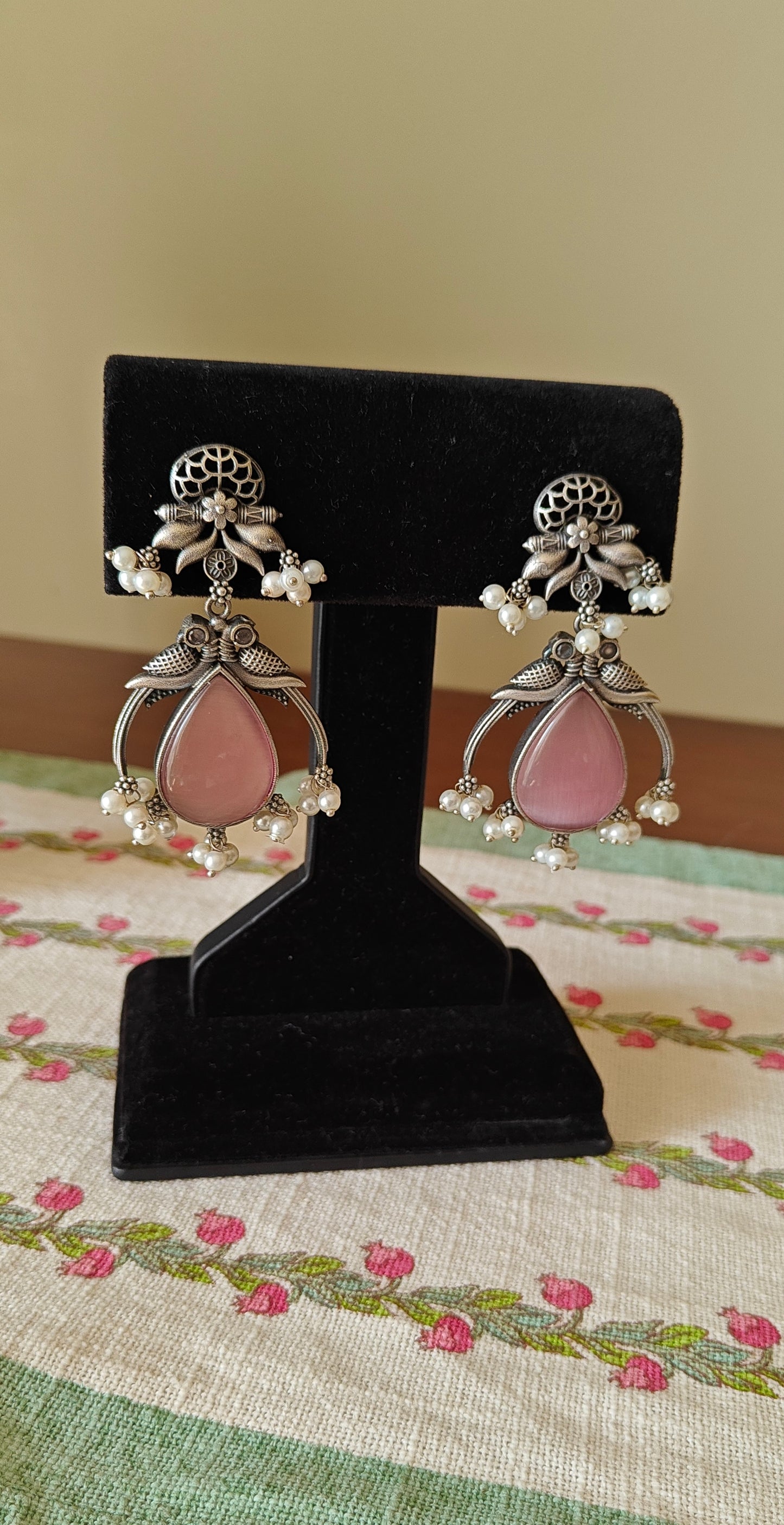 Faria stone earrings with parrots