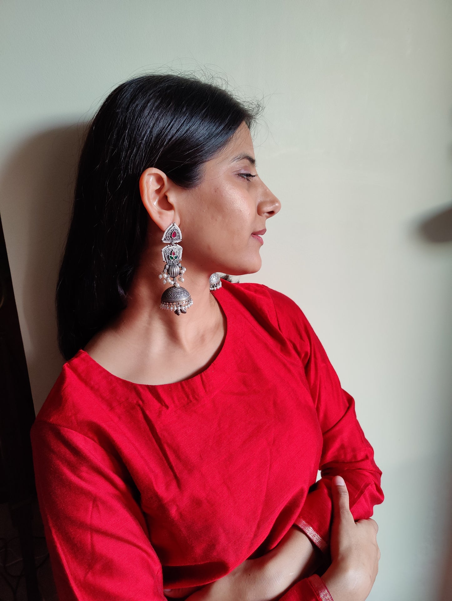 Mithi jhumkas(earrings) with pearls