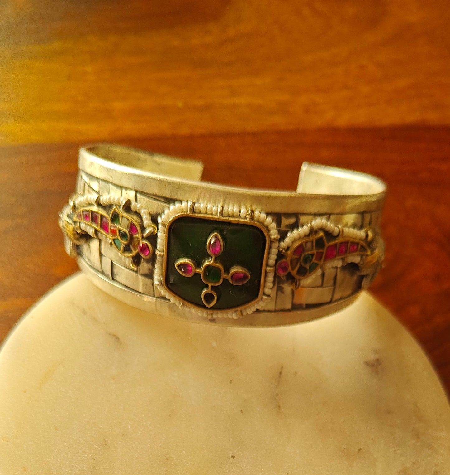 Divena kara( bangle)in double tone with kemp stones