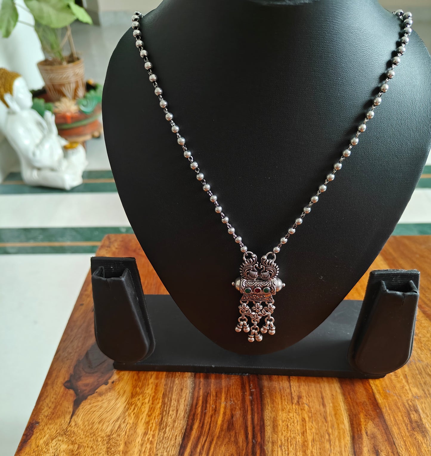 Parnik sterling silver necklace with damru