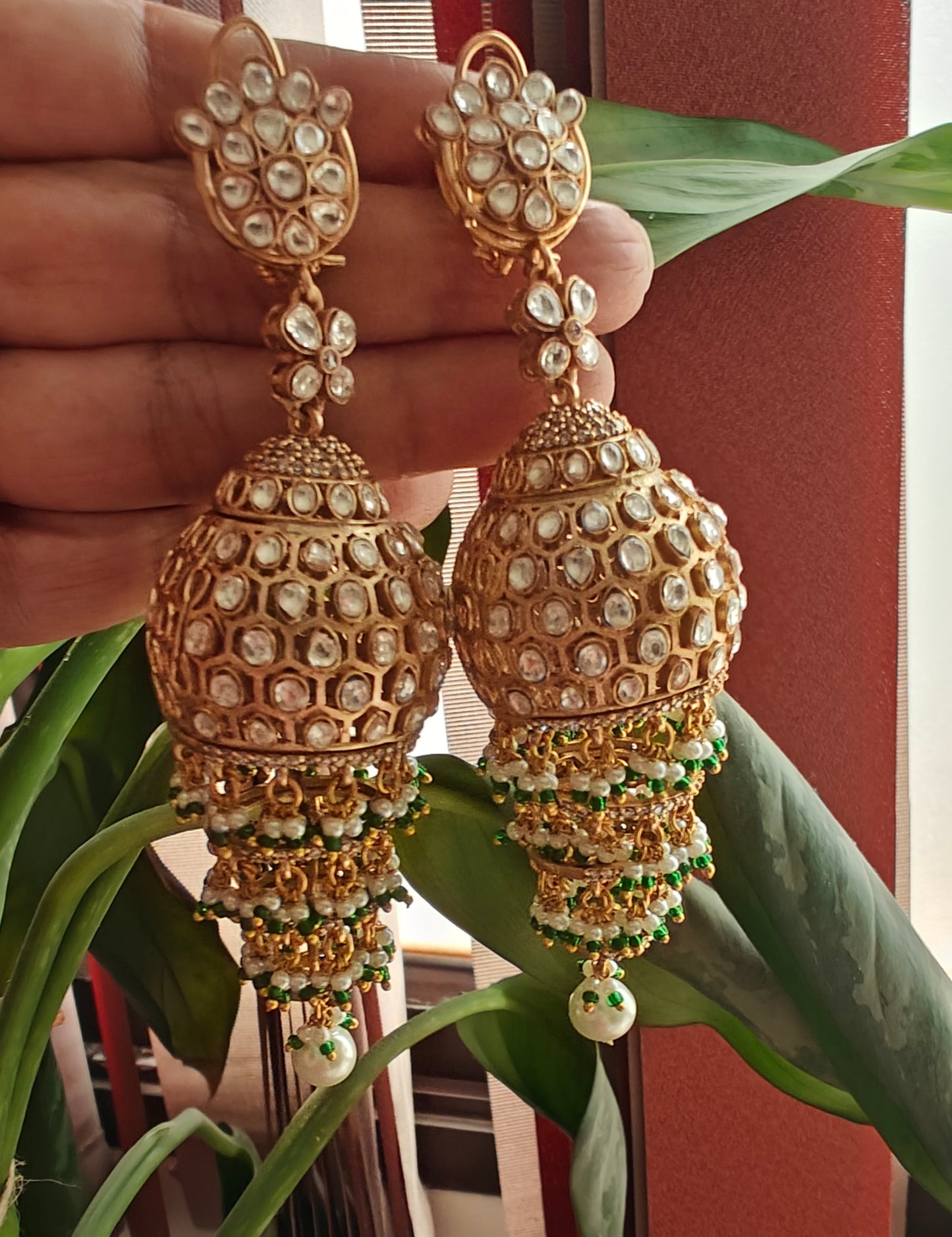 Chandelier earrings with moissanite and hangings