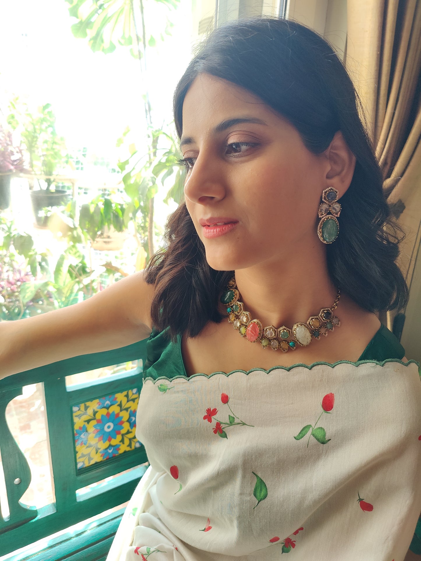 Inika set with big coloured stones