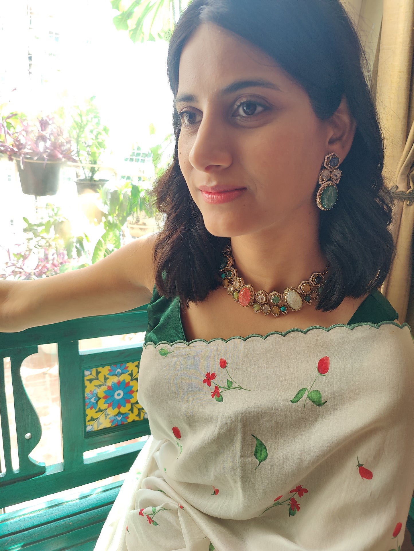 Inika set with big coloured stones