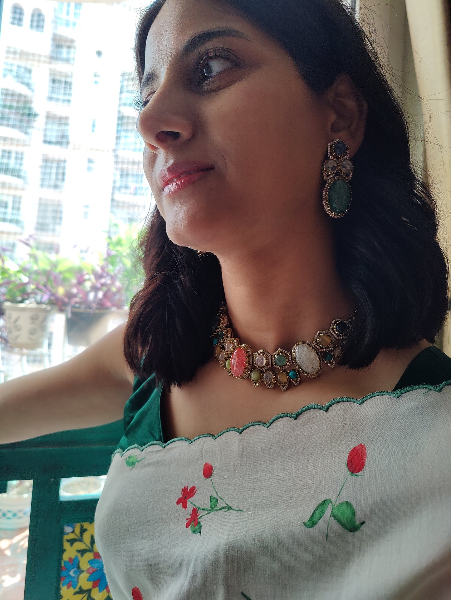 Inika set with big coloured stones