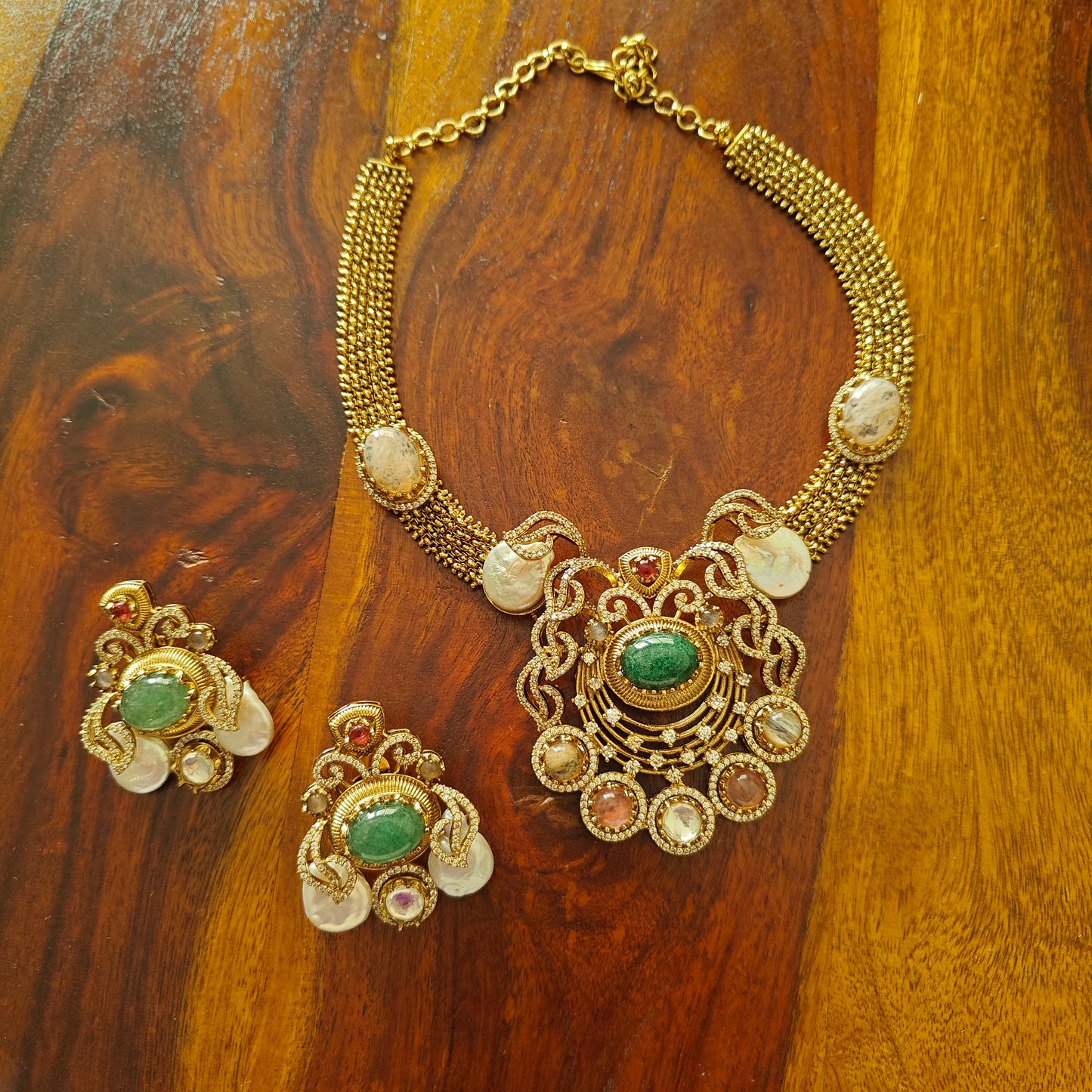 Lavanya set in antique finish with stones,big earrings