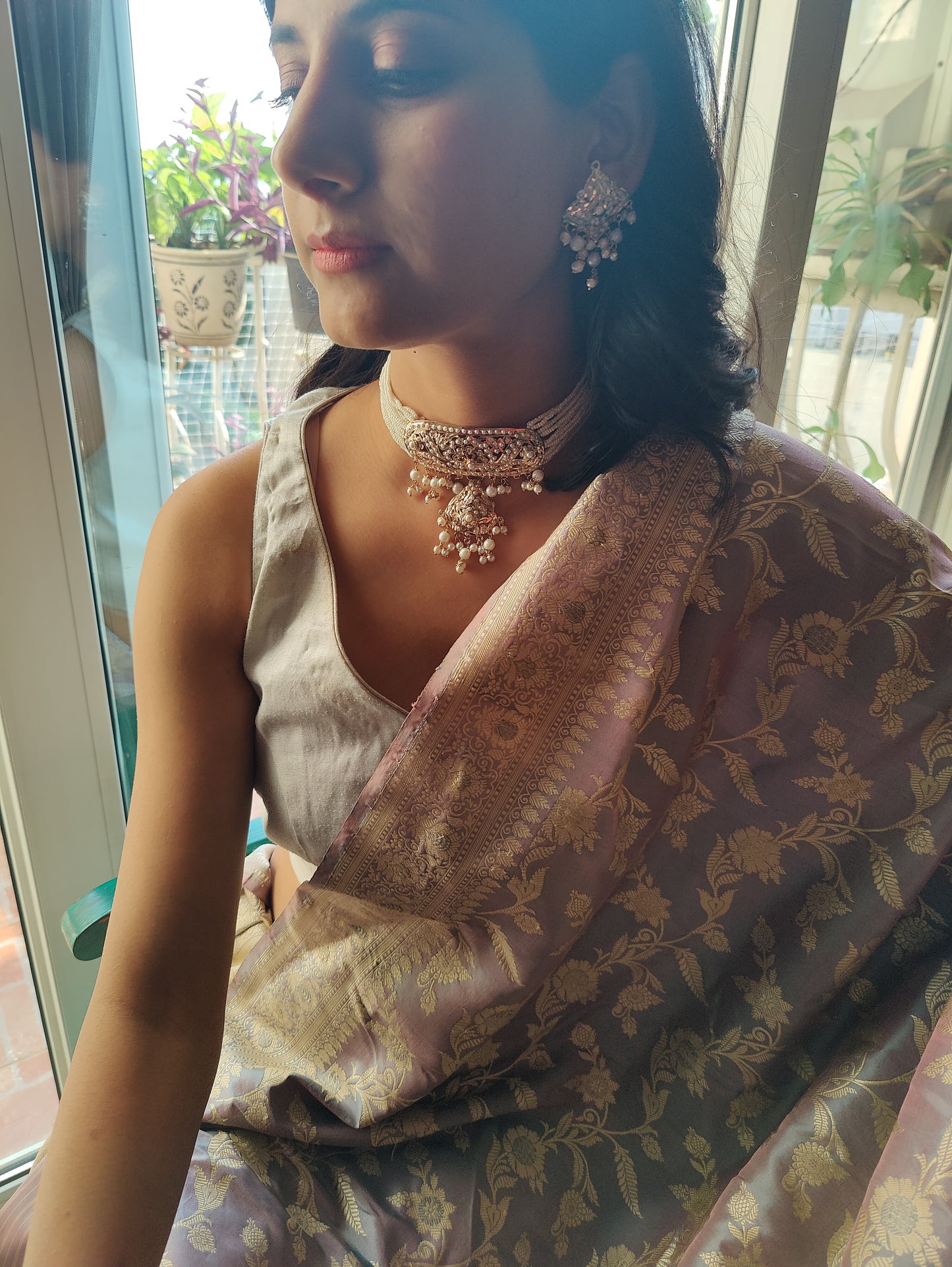 Choker set jadau with pearls