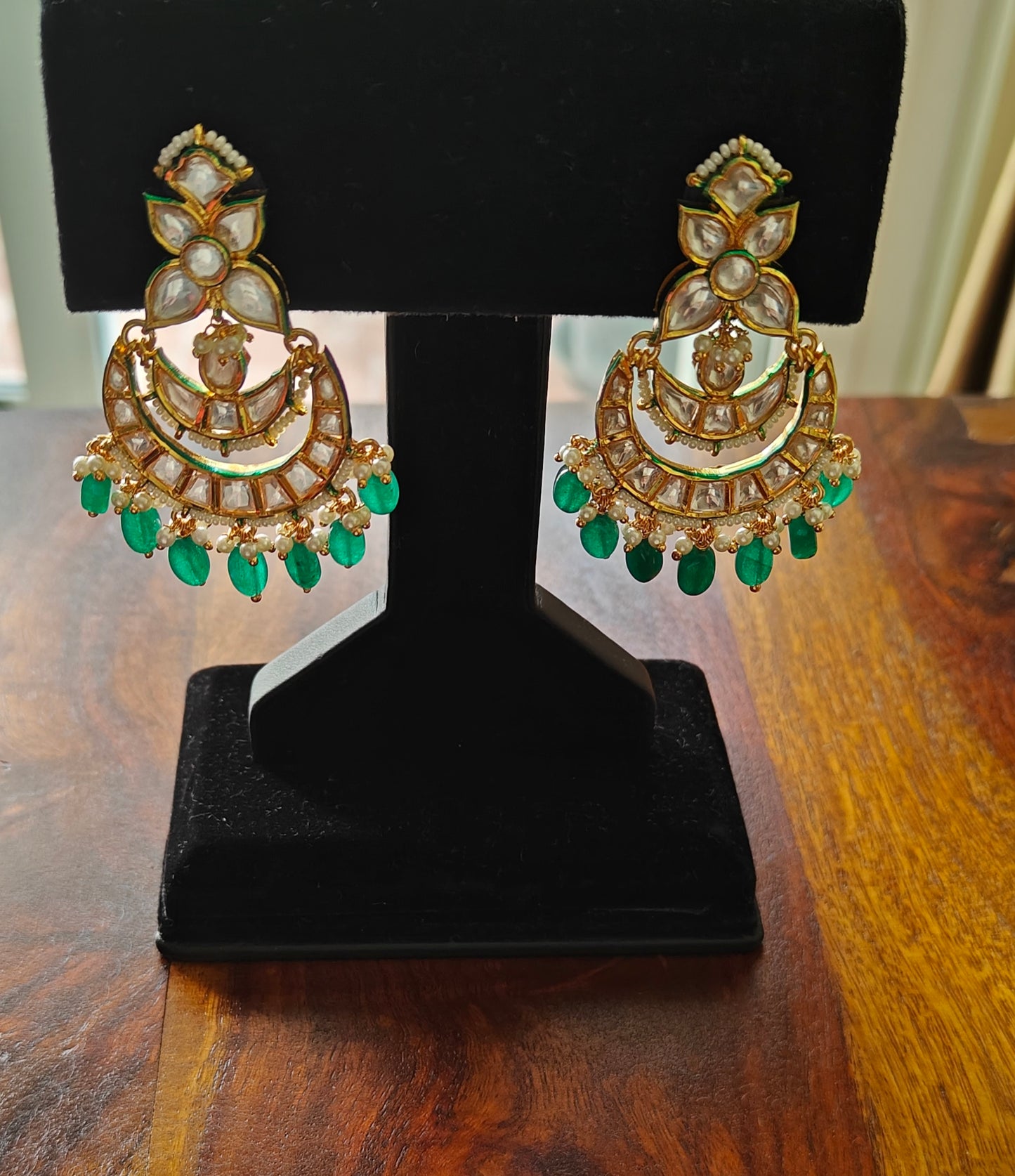 Kundan chand balis with stone/ pearl hangings