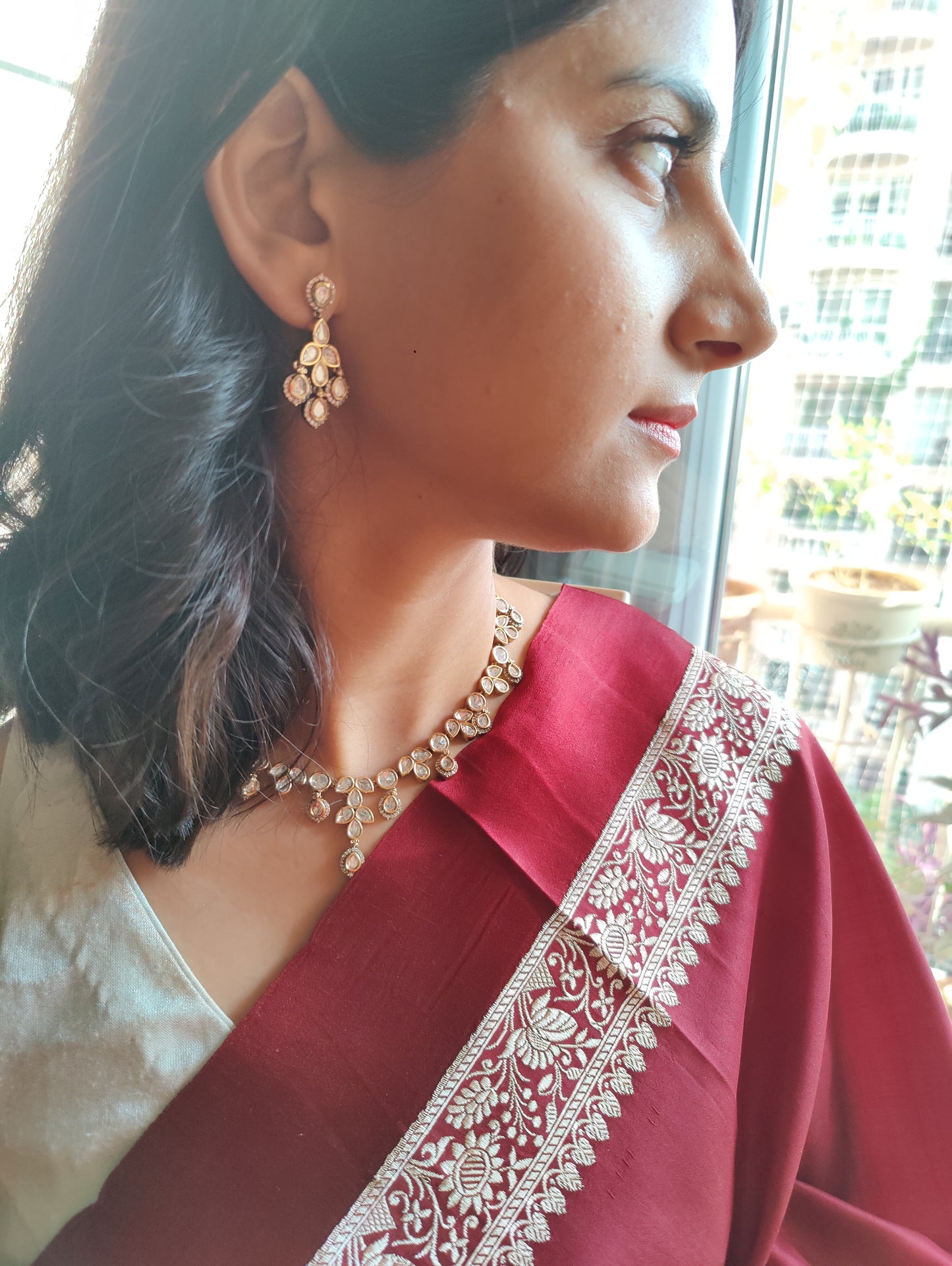 Jyotsna set in antique finish with Kundan