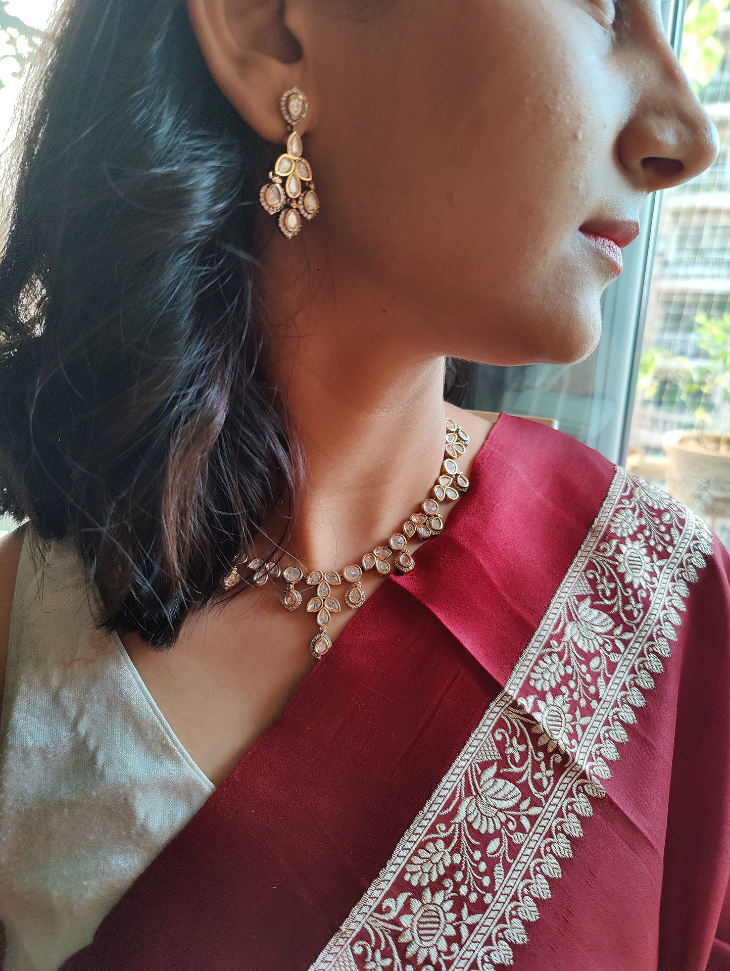 Jyotsna set in antique finish with Kundan