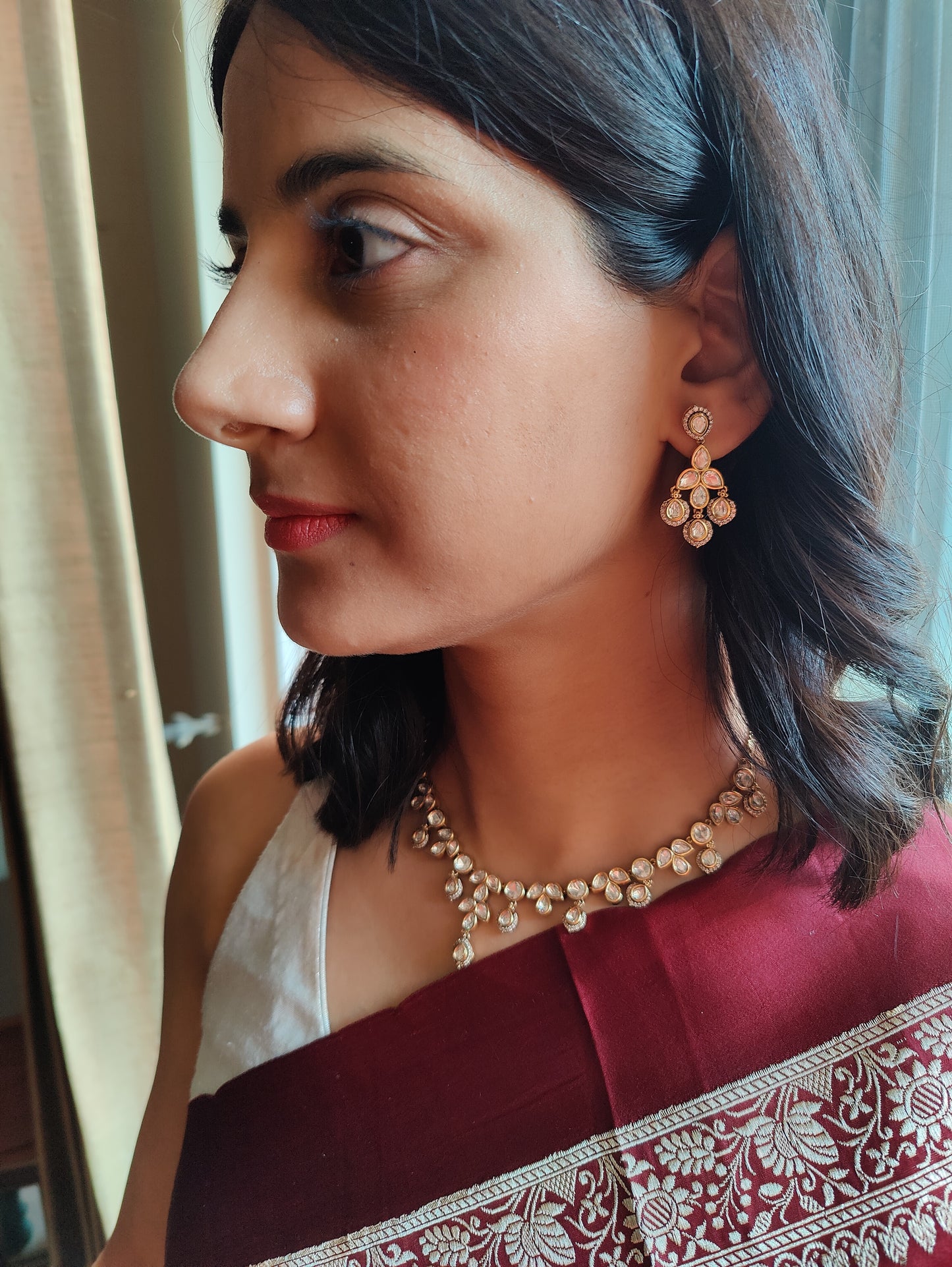 Jyotsna set in antique finish with Kundan