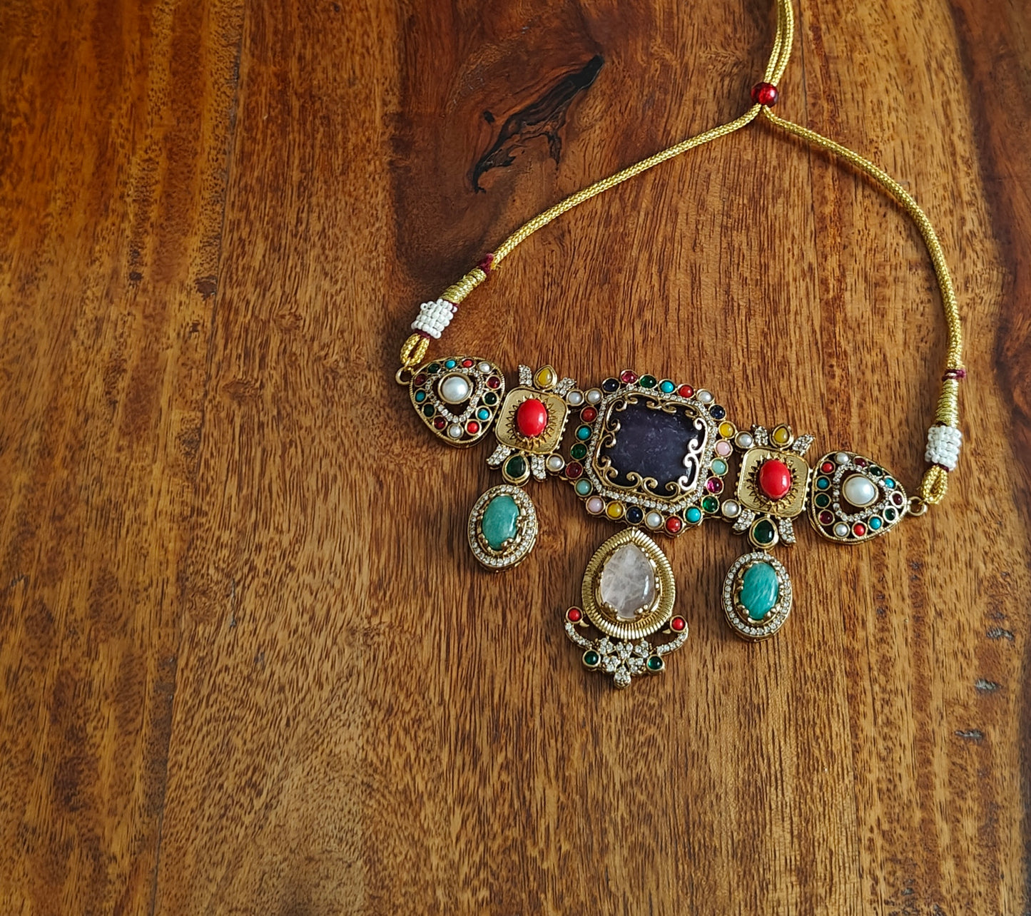 Sahiba multicolour stone choker set