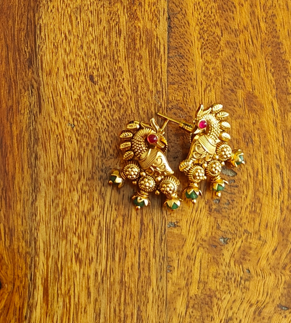 Swarnmala set with peacock motif