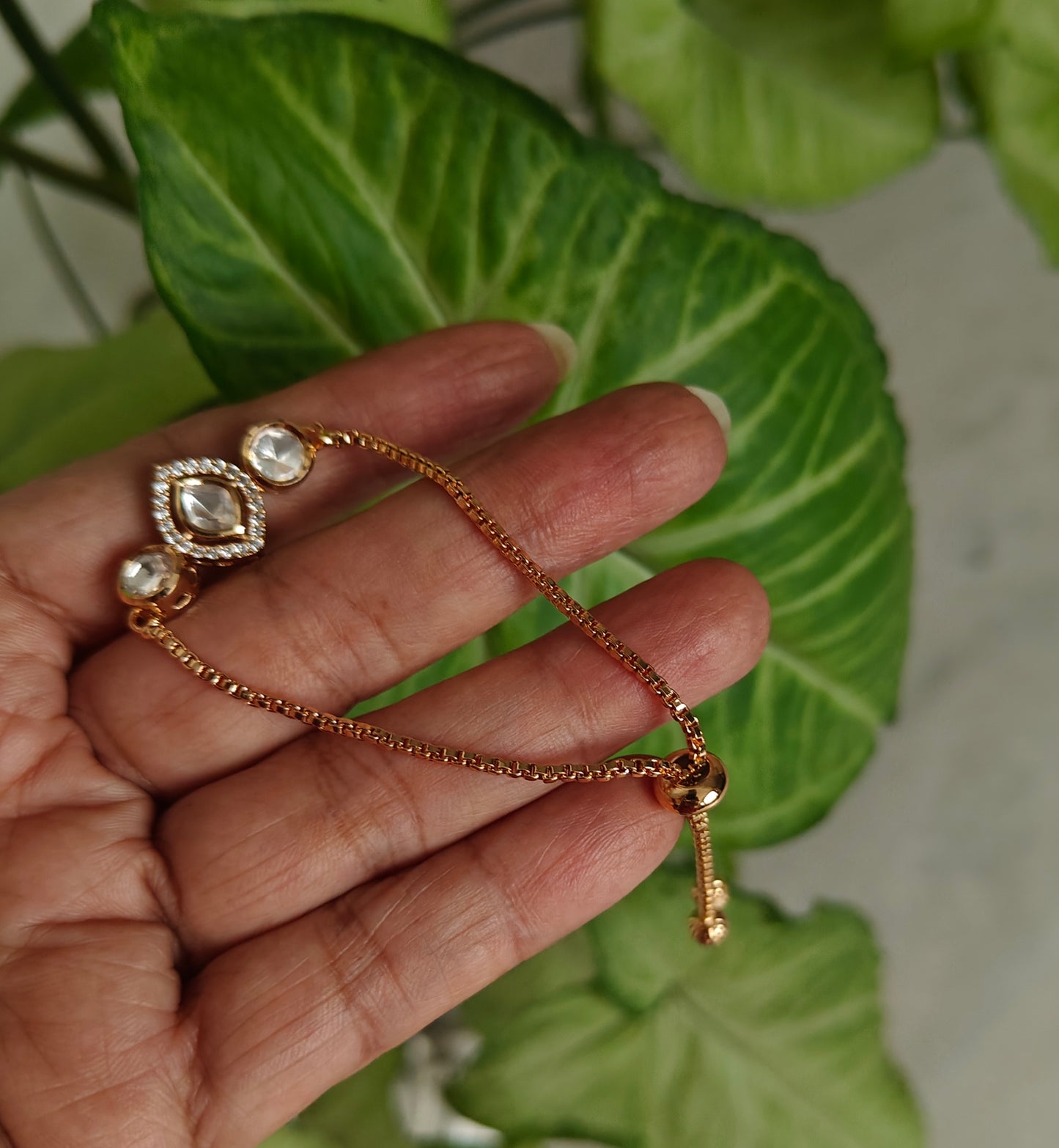 Push bracelet with moissanite and cz