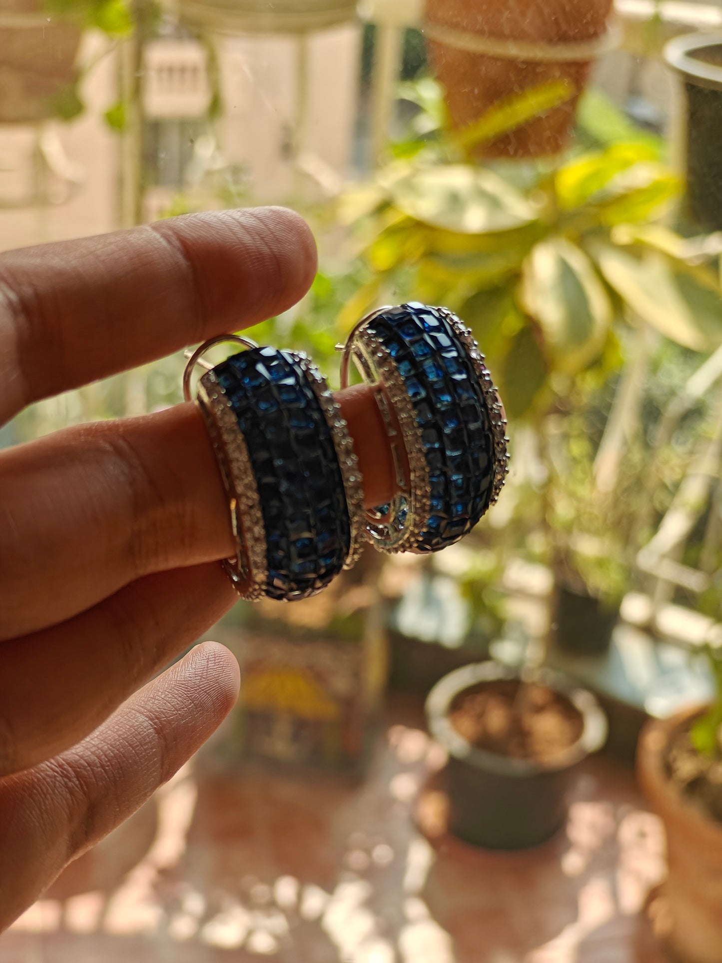 'Curvy girl magic' stone studded half-hoop earrings