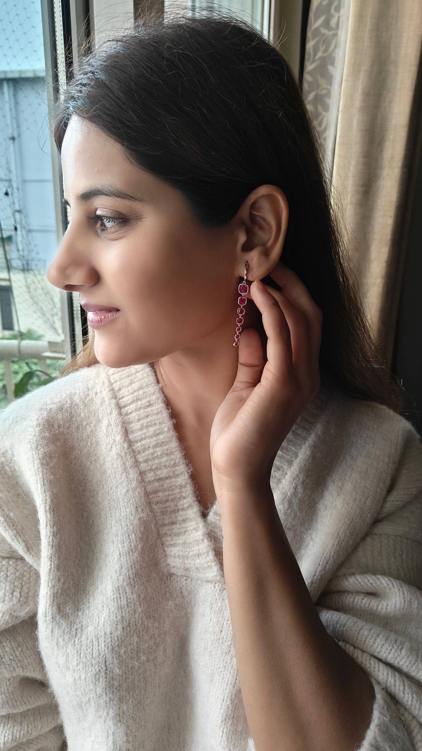 Adhir stone drop earrings