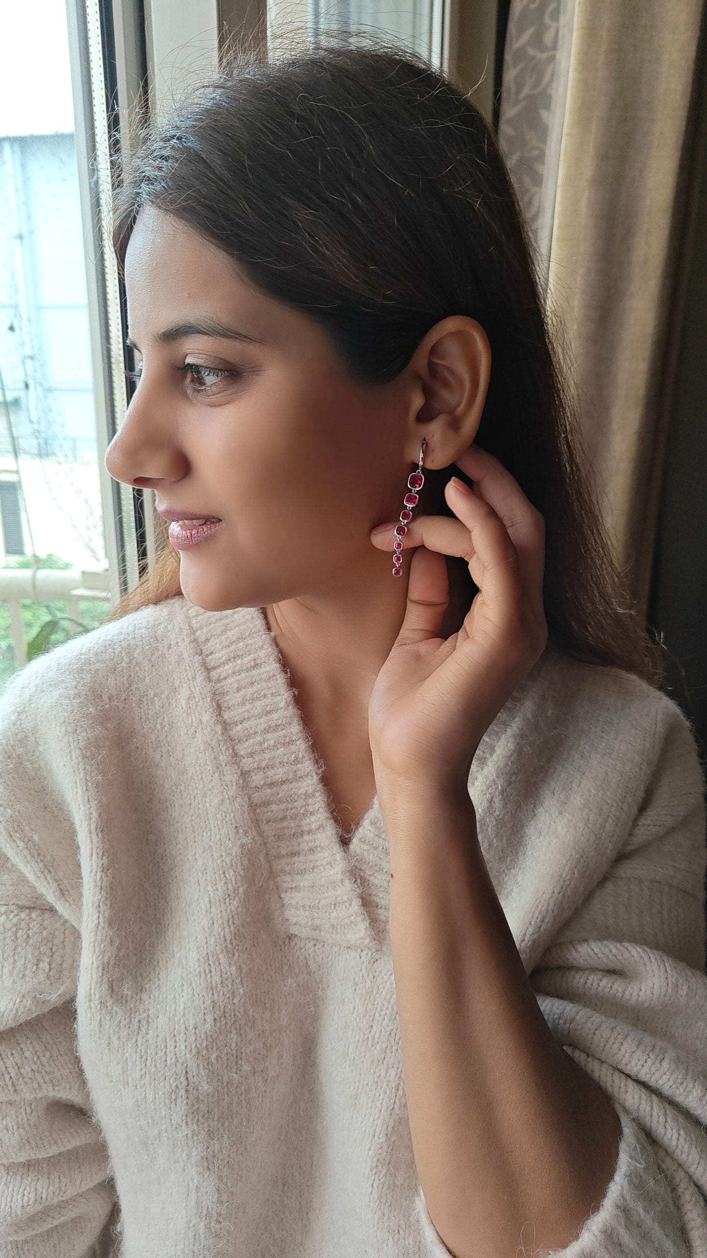 Adhir stone drop earrings