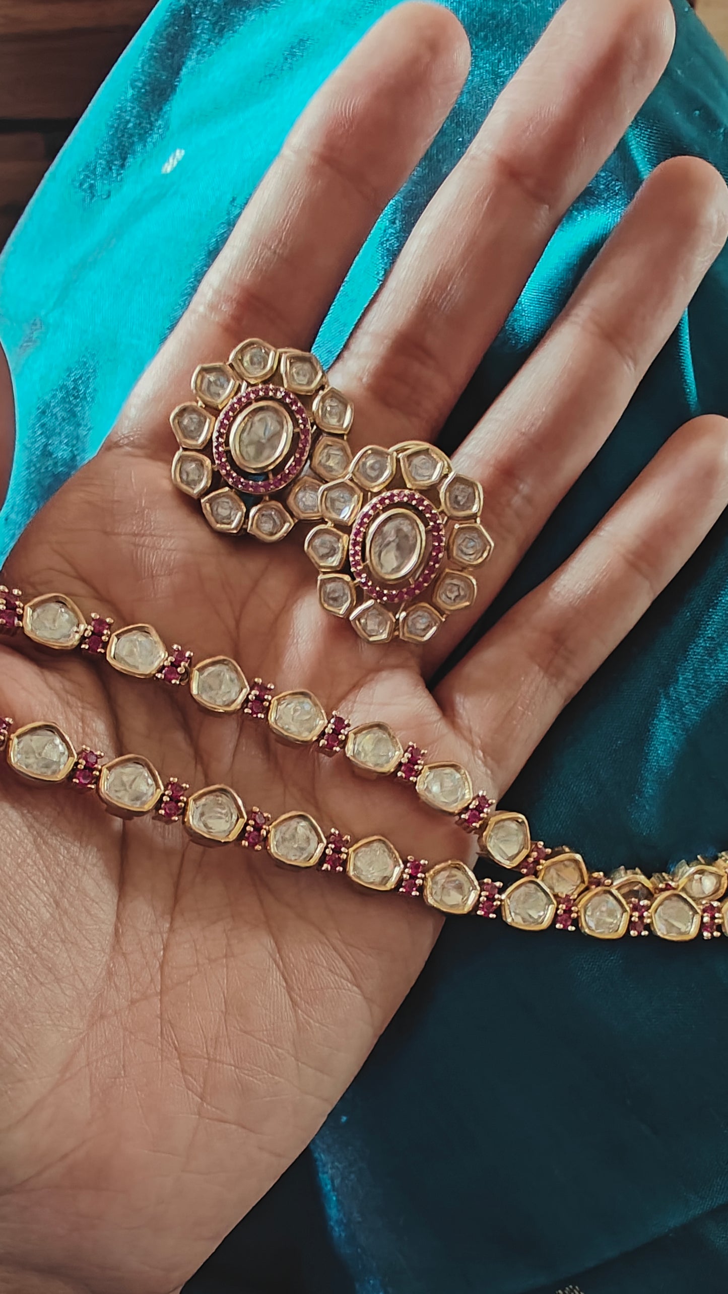 Anika set in Kundan and ruby/emerald stones