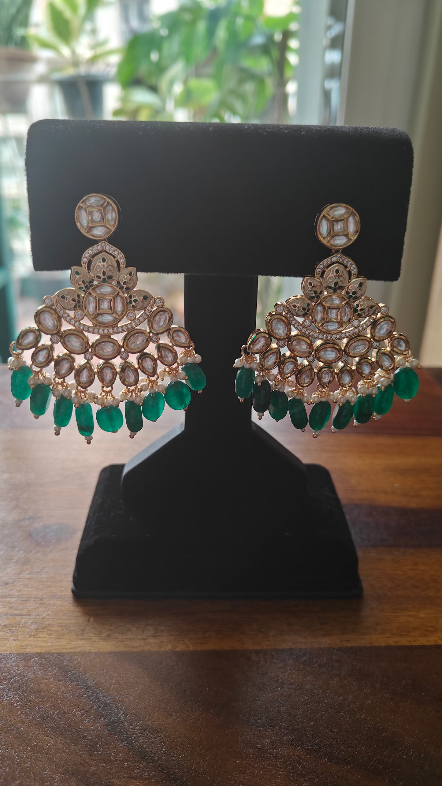 Falak earrings with meenakari and kundan