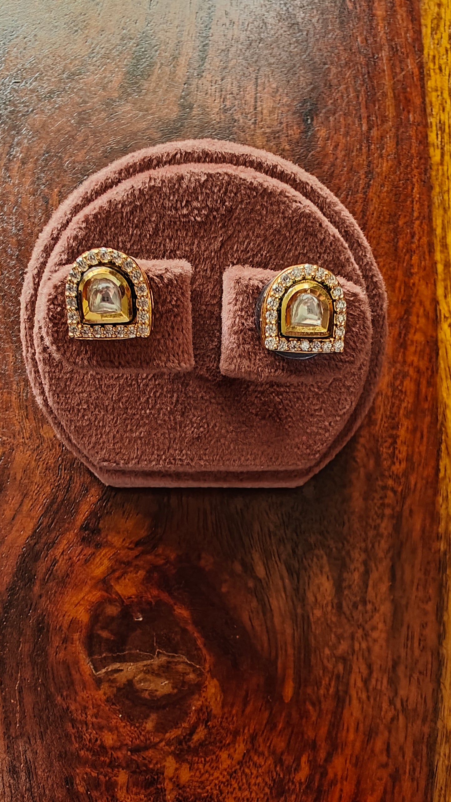 Kundan studs(earrings) with CZ all around