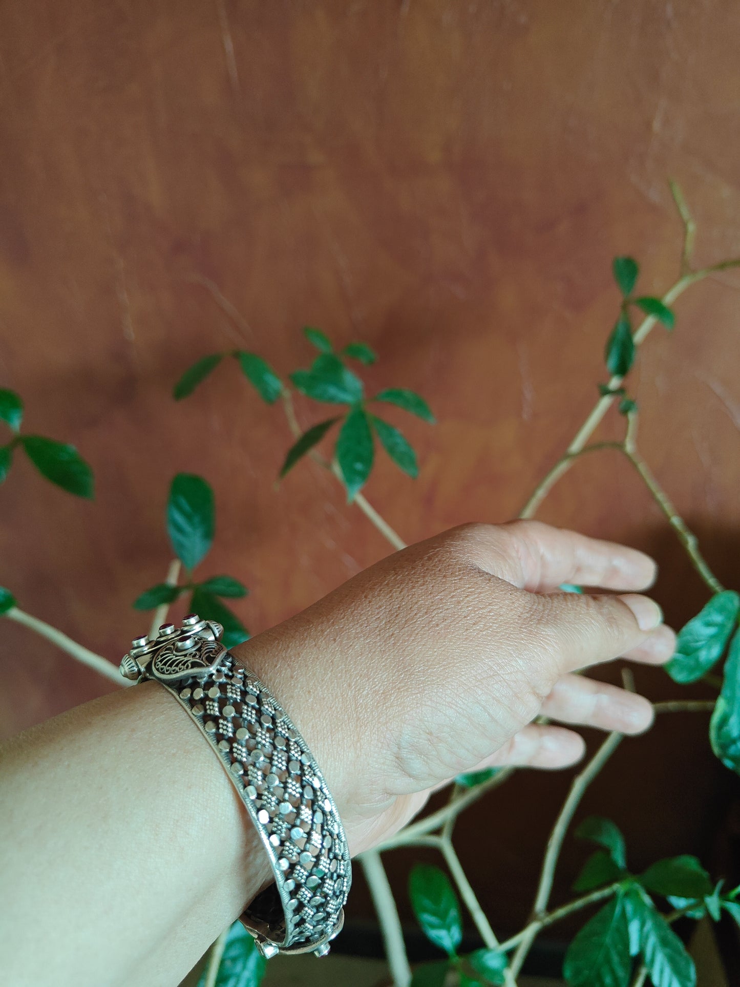 Tanvi sterling silver Kara(bracelet) with paisley motif