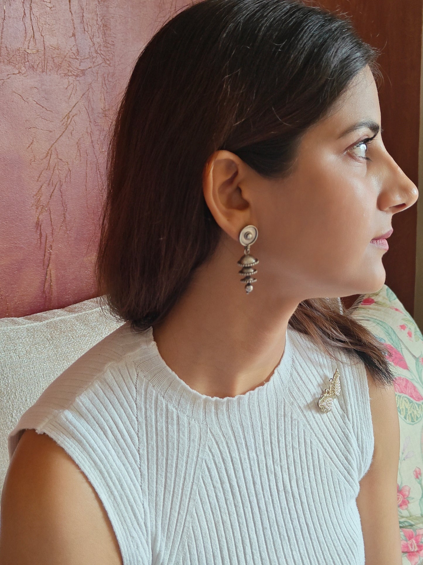 Suchita silver bell drop earrings