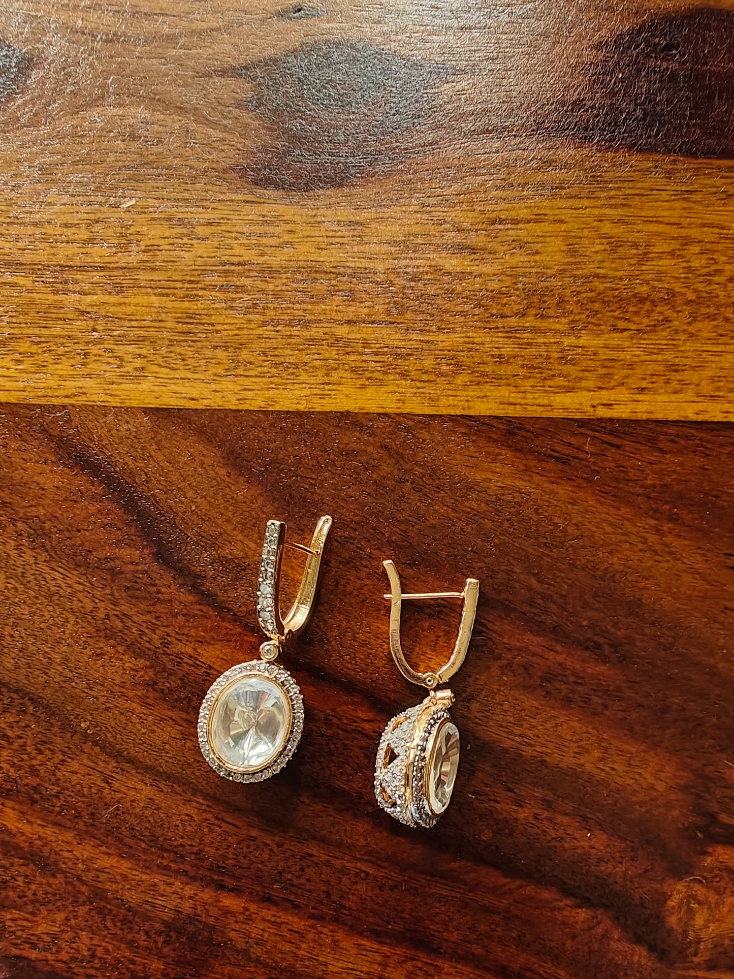 Moissanite oval drop earrings on bali
