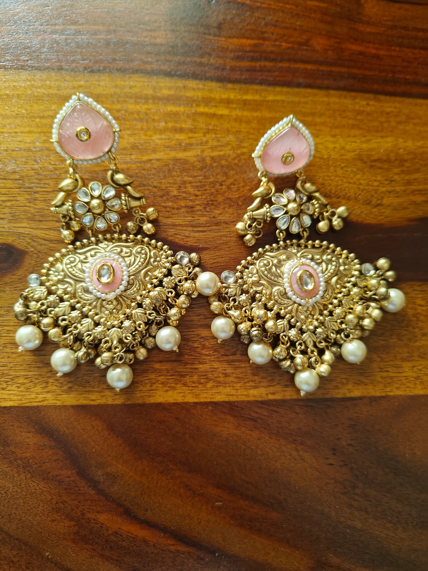 Shoulder dusters(earrings) with pink stone