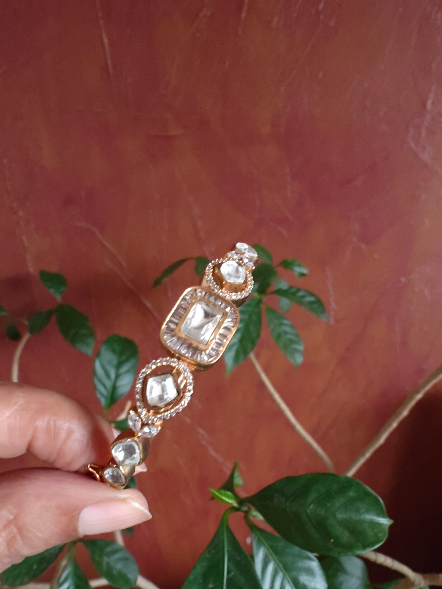 Kara(bracelet)with different shape moissanite with CZ highlights