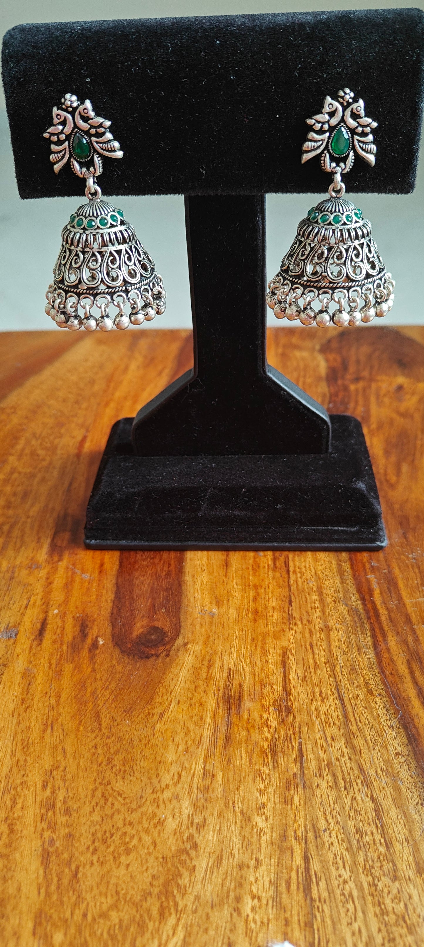 Jhumkis with peacock stud