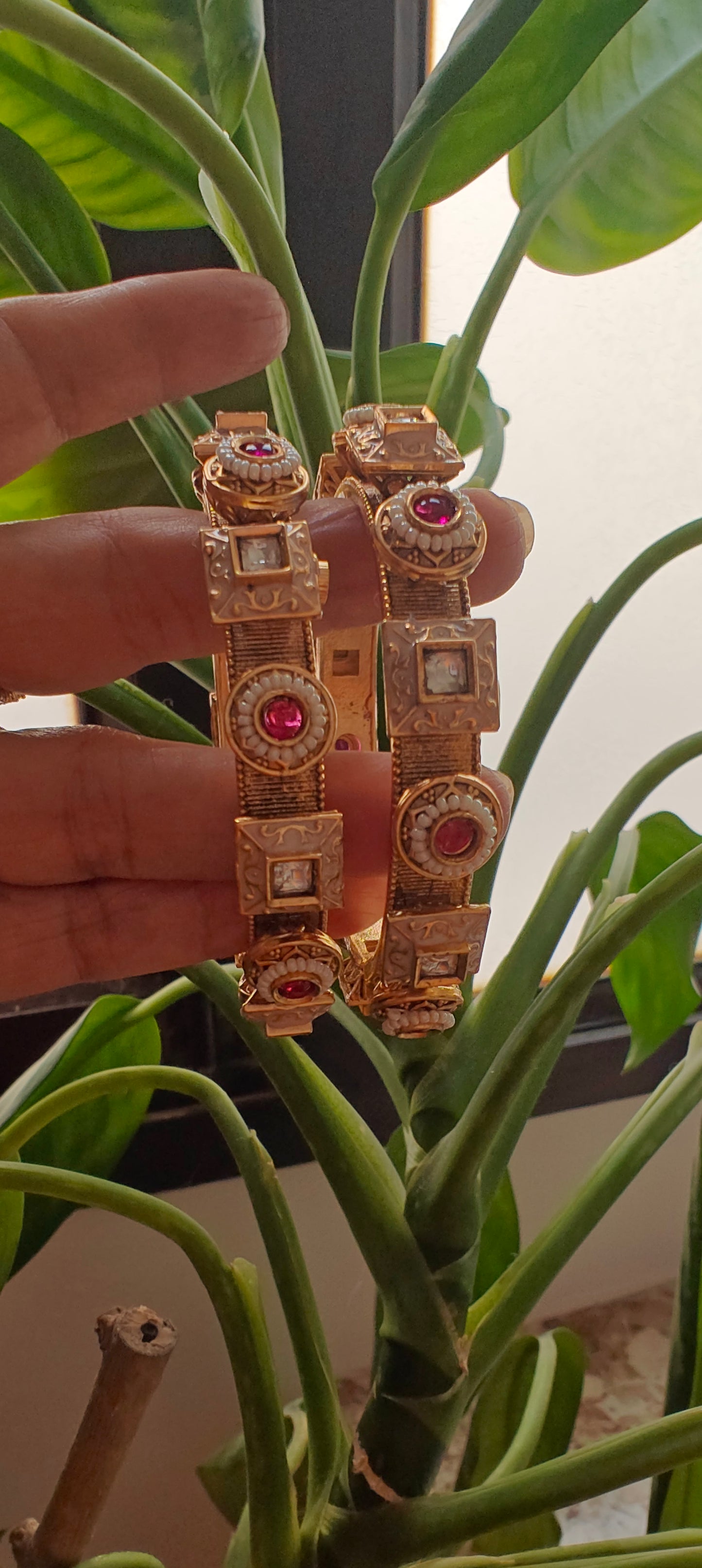 Doyel karas with meenakari and pearls(2pc)