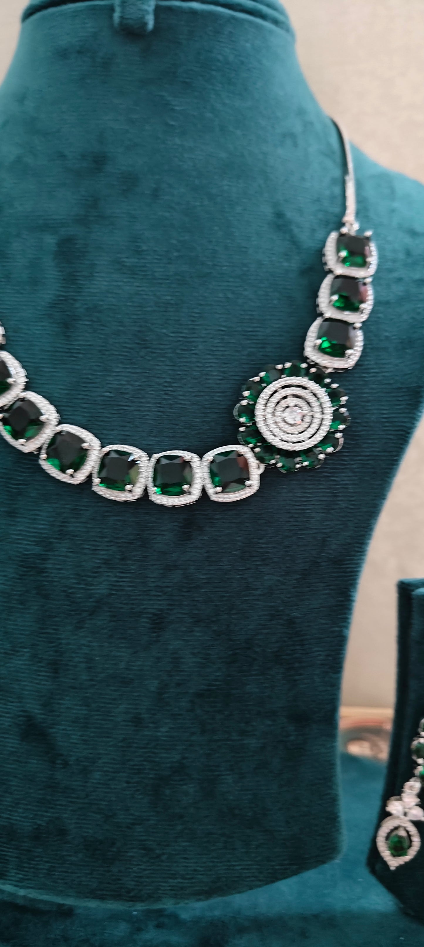 Emerald green and CZ set