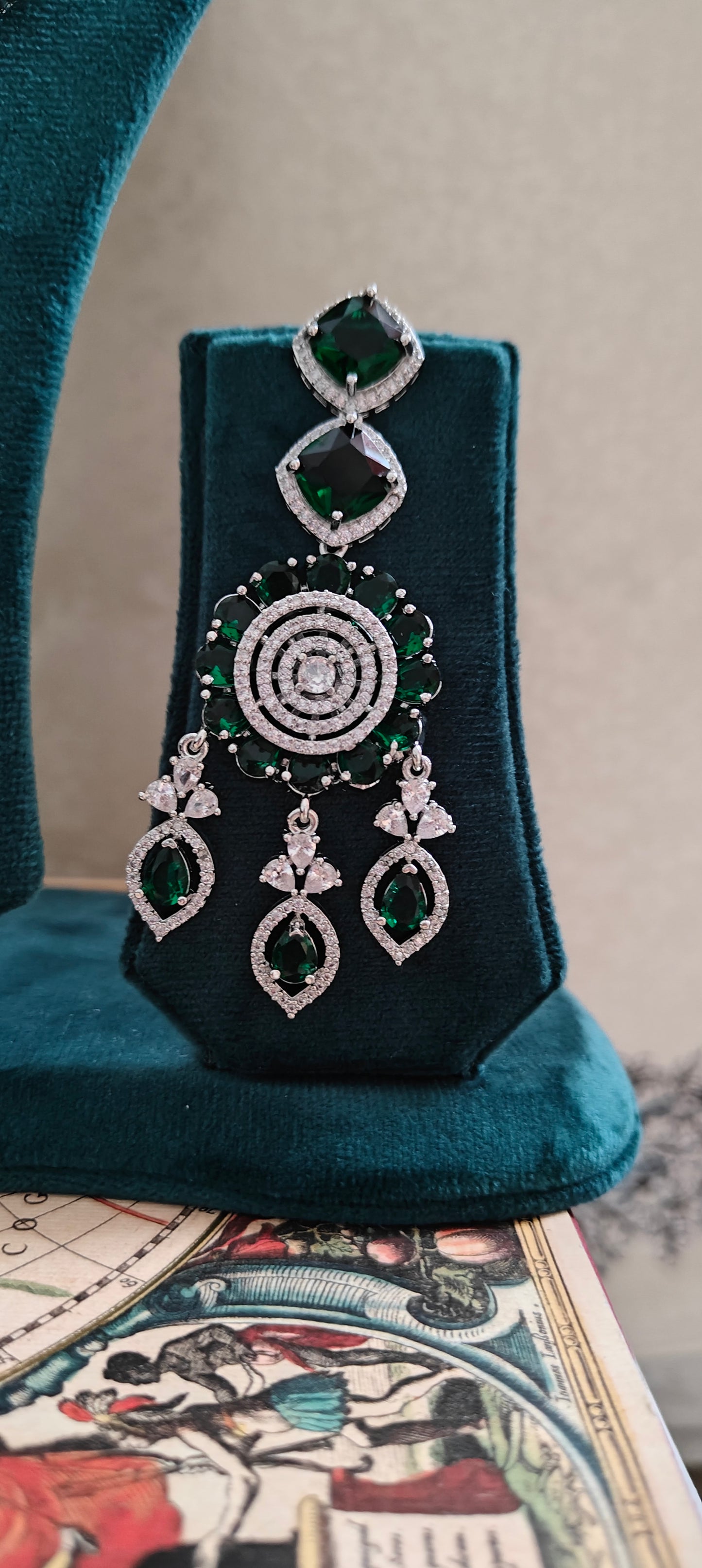 Emerald green and CZ set