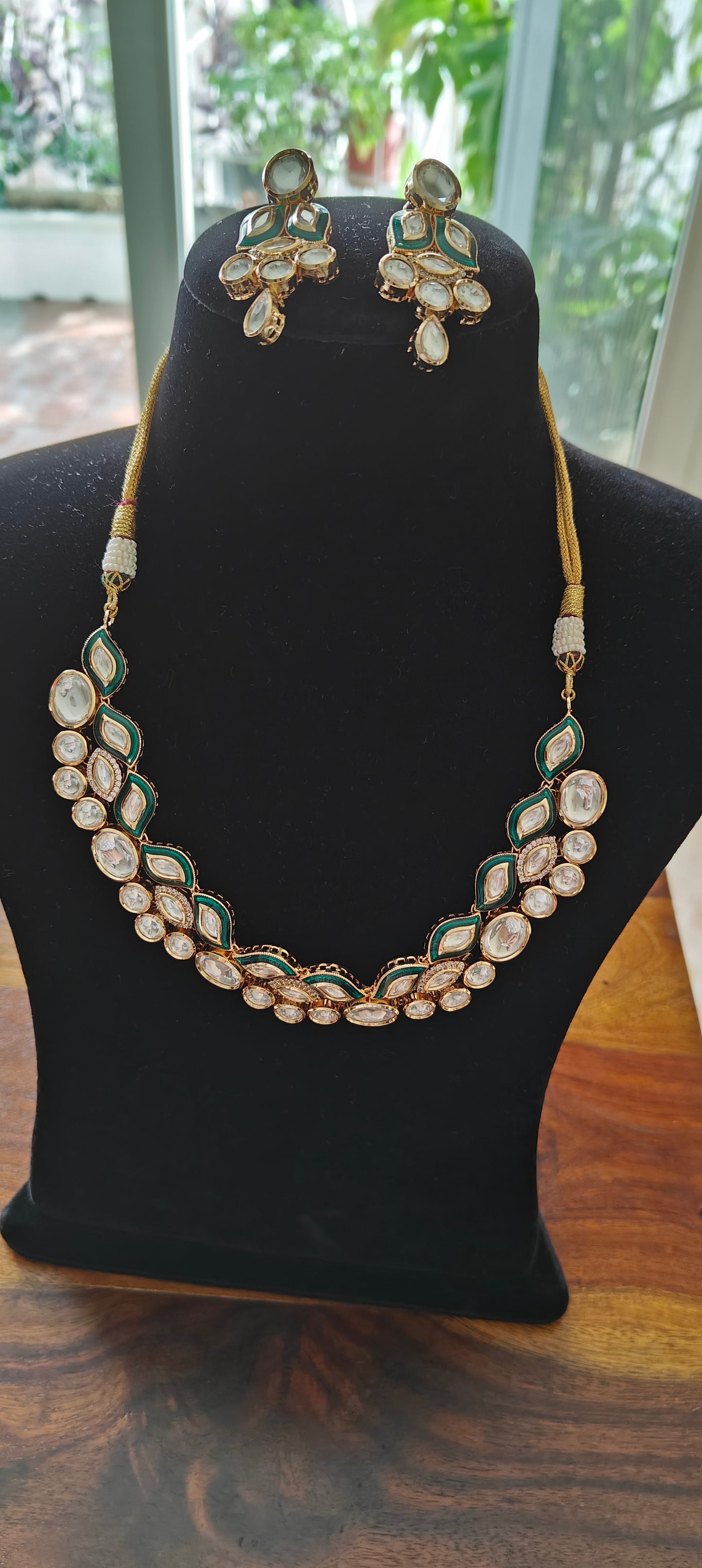 Chandrika set with kundan and meenakari