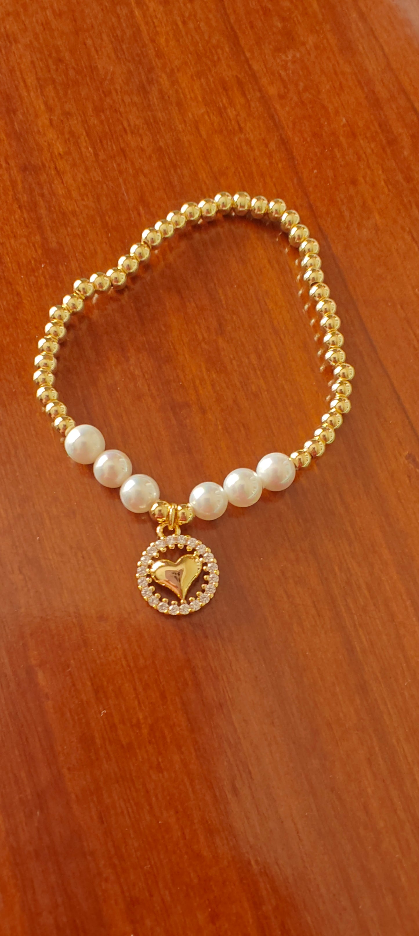 Slip on heart bracelet with pears