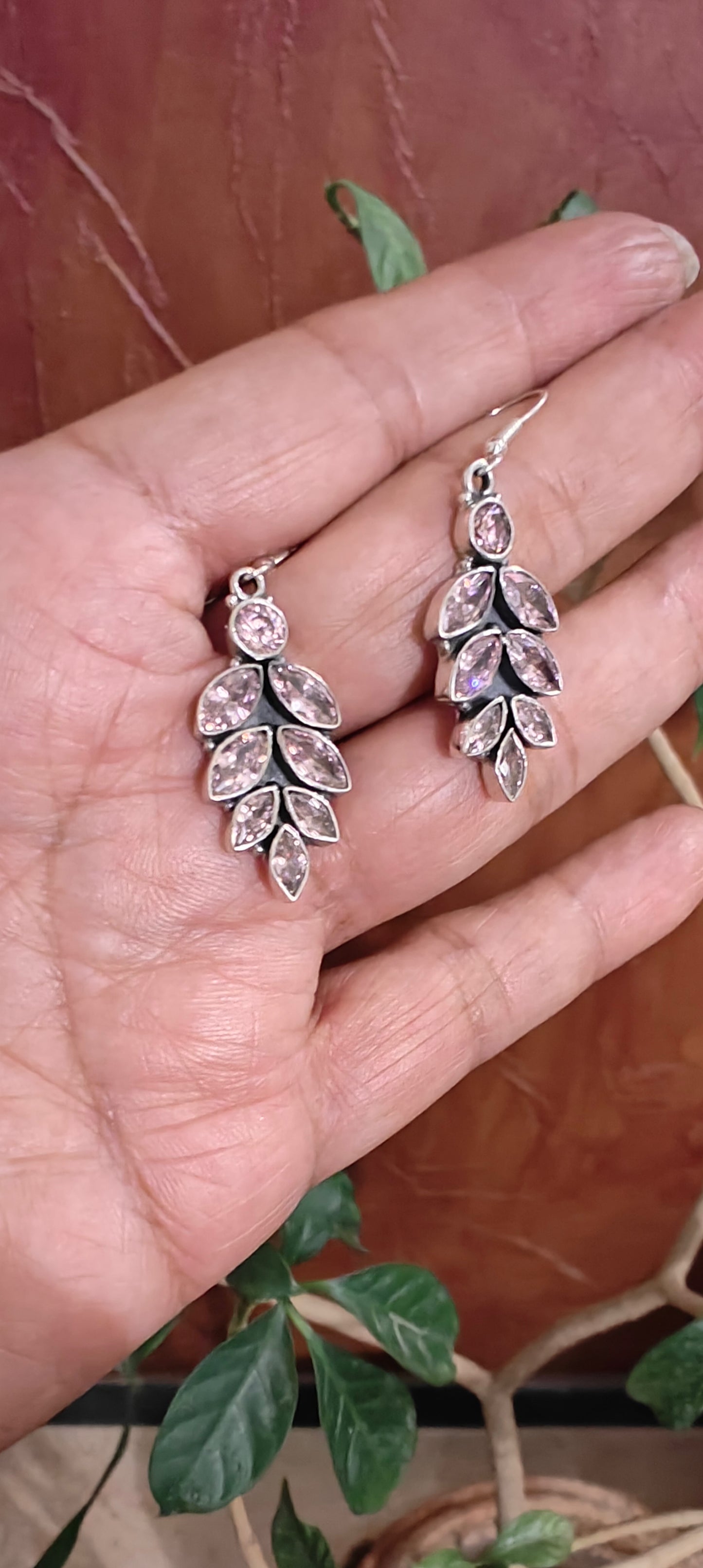 Fitrat silver earrings with stone crustal inlay (many color options)