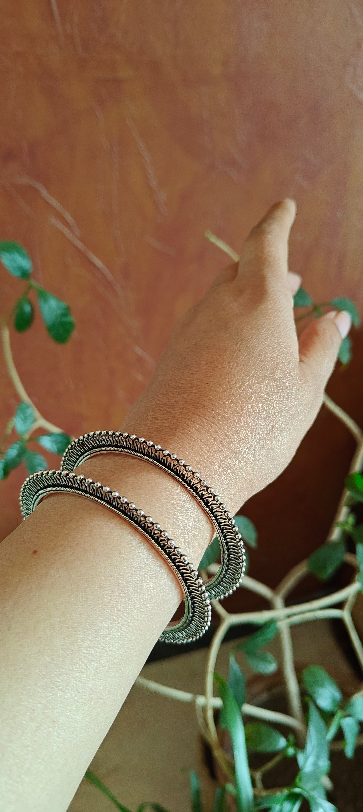 Cauvery silver(92.5) karas(Bangles) with jali work (2 pc)
