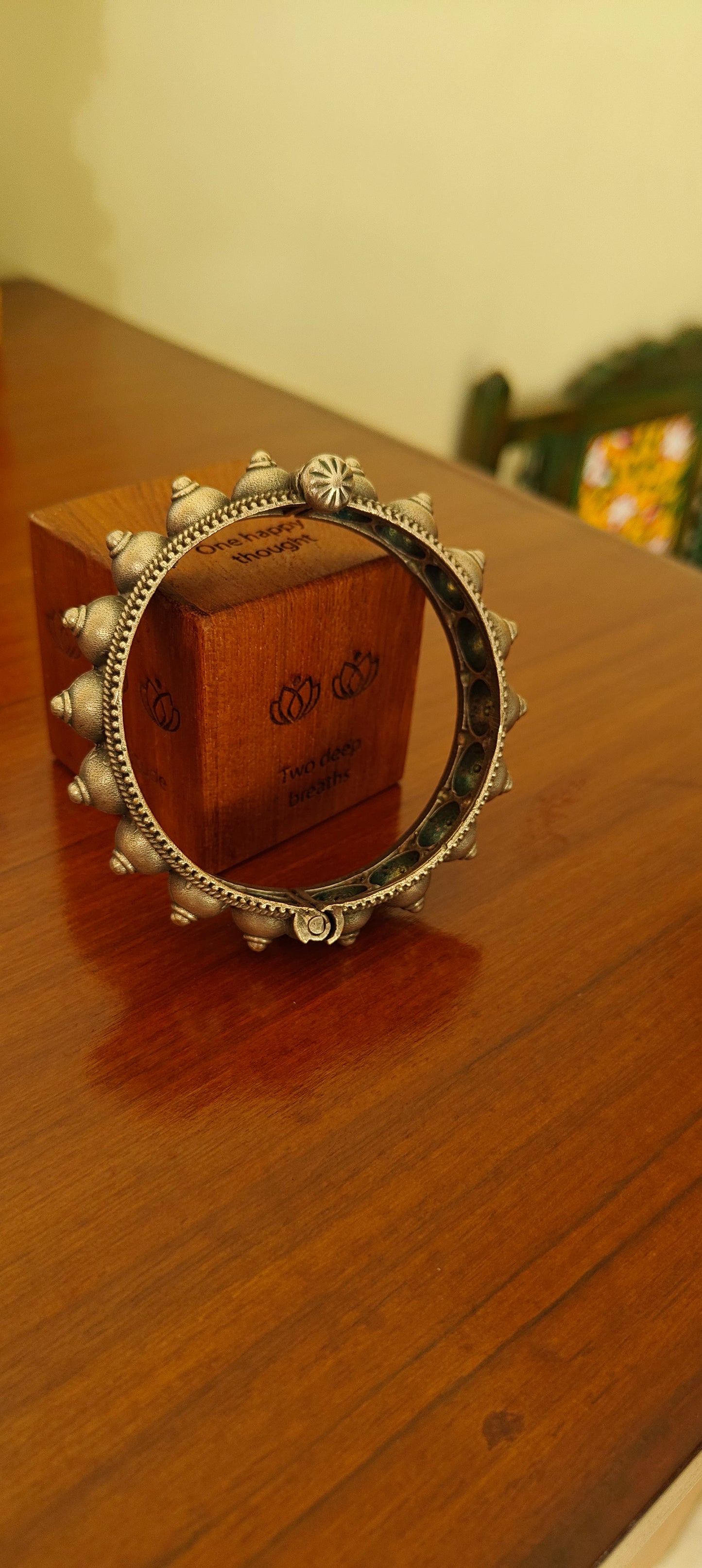 Kara(Bangle)with dome shape in silver finish