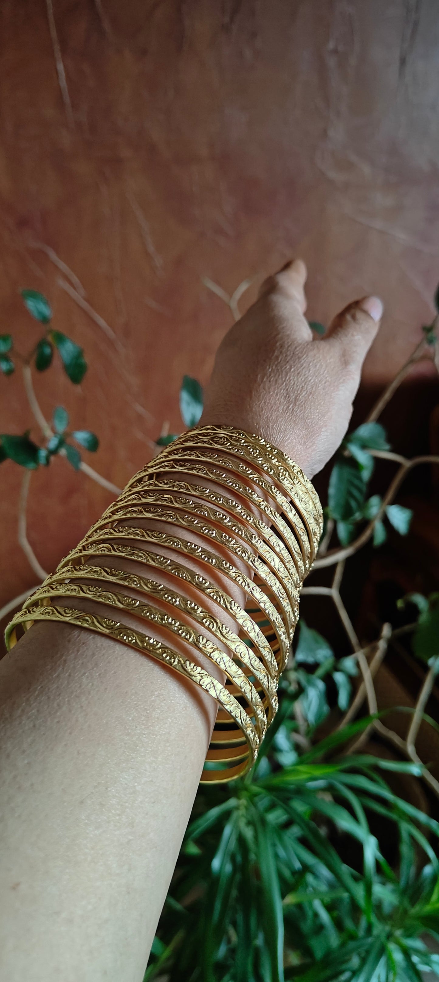Golden/Rhodium finish stack(bangle) with engraving