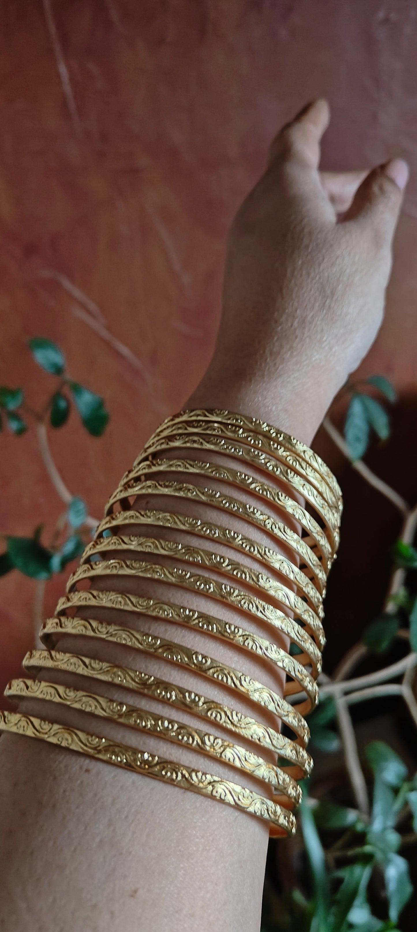 Golden/Rhodium finish stack(bangle) with engraving