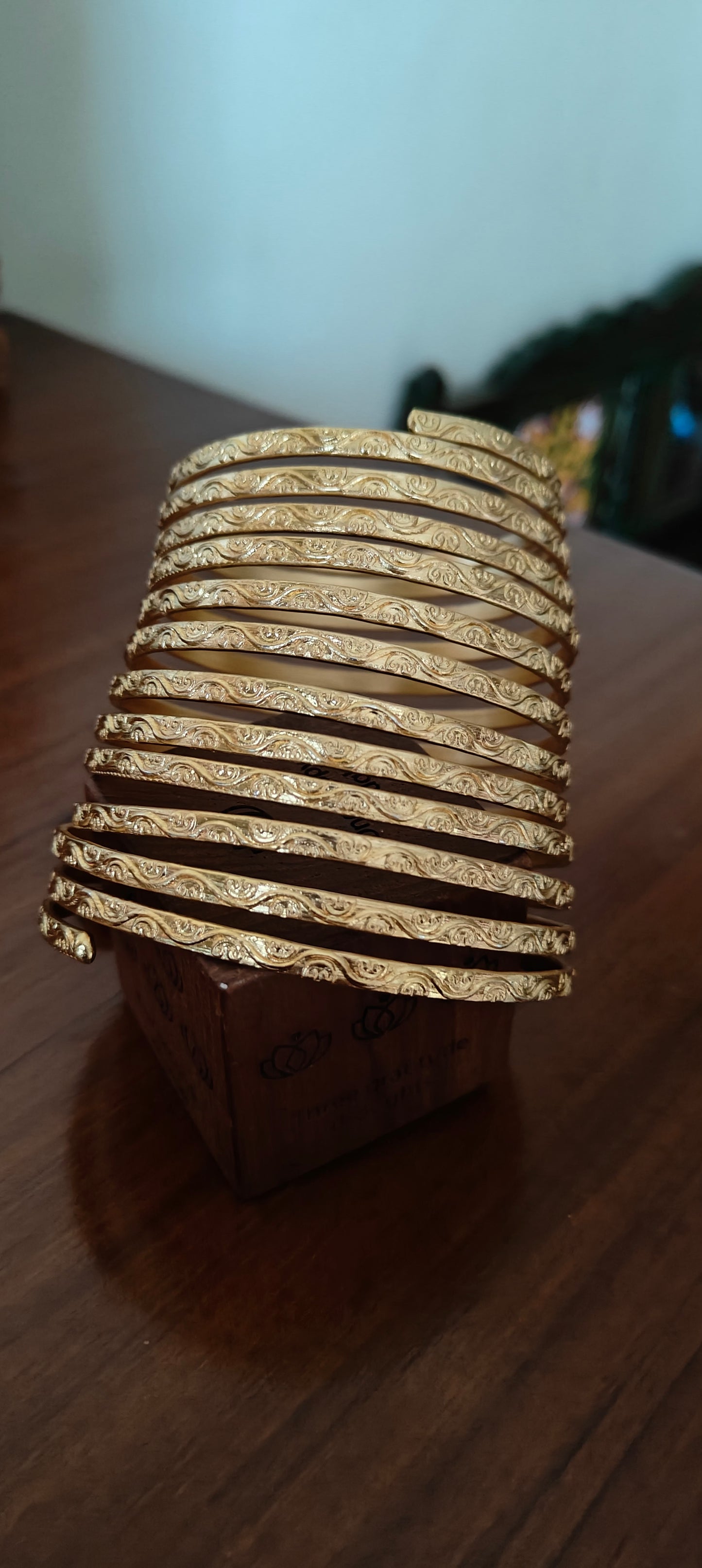 Golden/Rhodium finish stack(bangle) with engraving