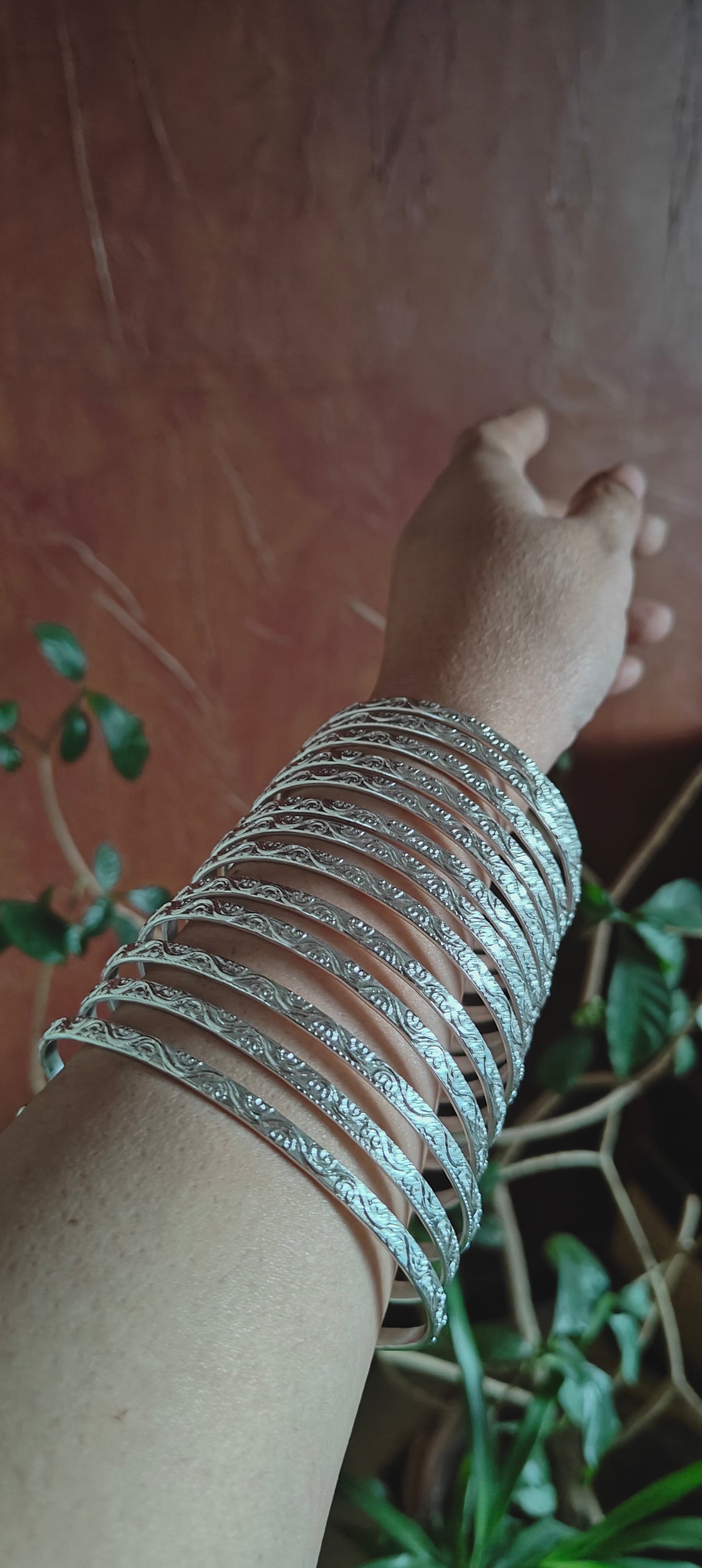 Golden/Rhodium finish stack(bangle) with engraving