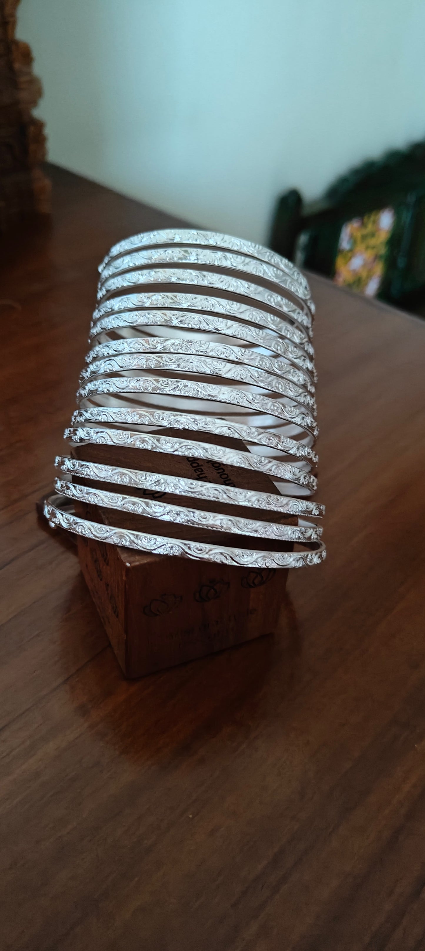 Golden/Rhodium finish stack(bangle) with engraving