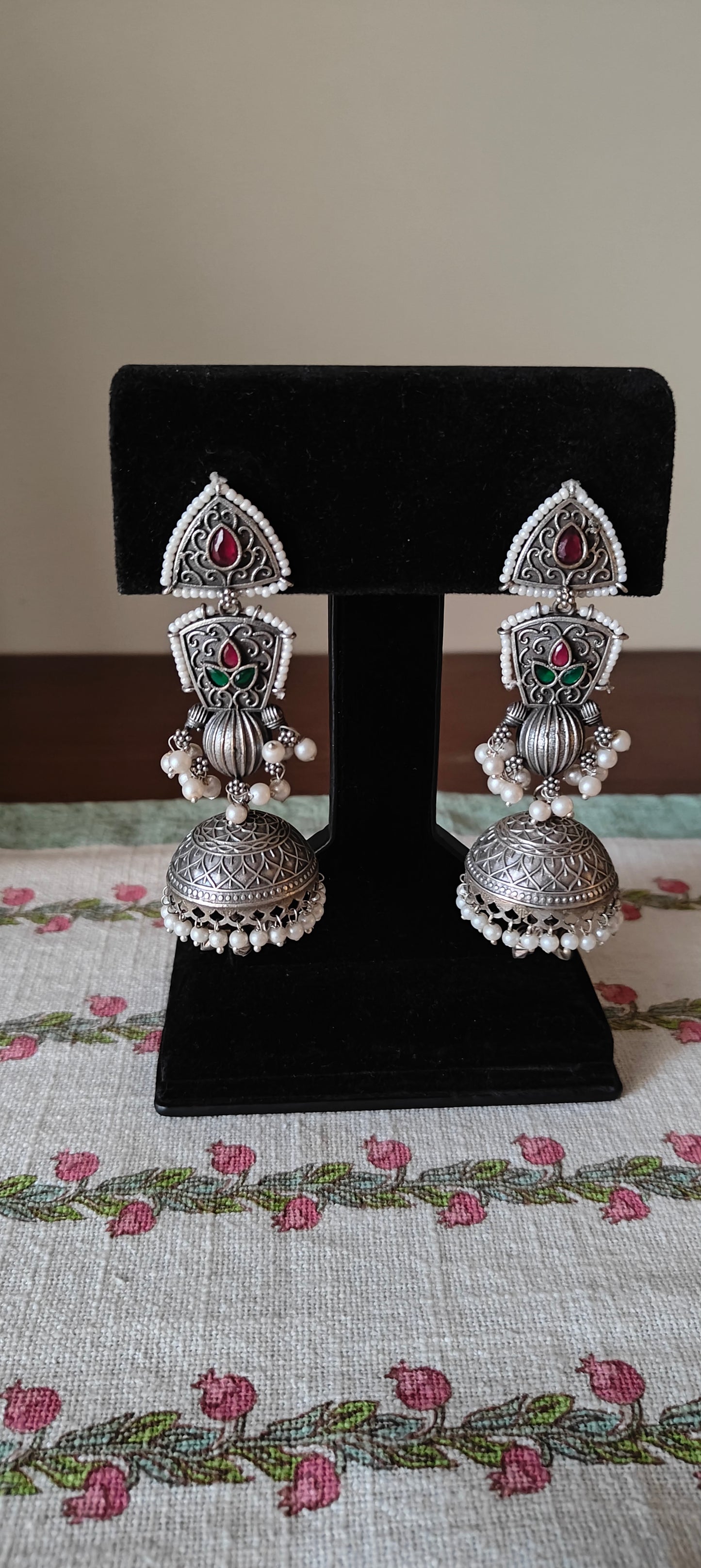 Mithi jhumkas(earrings) with pearls