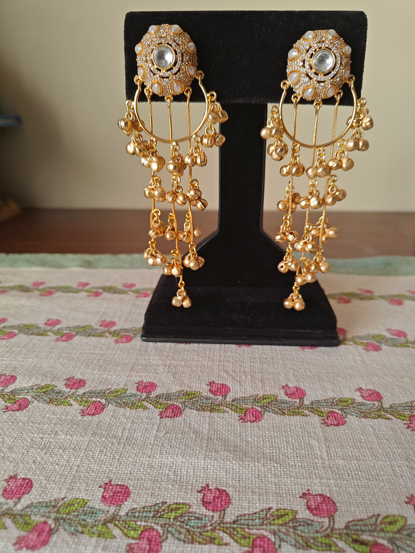 Dome shaped Studs with hanging ghungroo strings