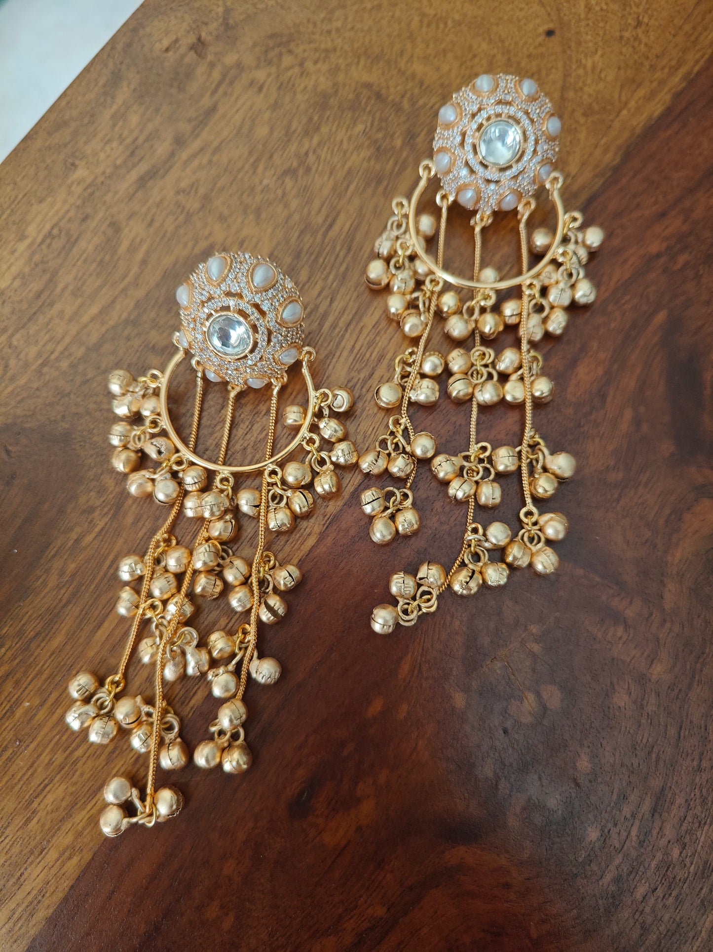 Dome shaped Studs with hanging ghungroo strings